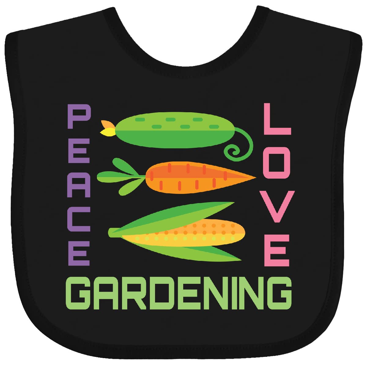 Inktastic Gardener Peace Love Gardening Baby Bib - Soft Cotton Bib for Babies & Toddlers, Cute Gardening-Themed Design, Perfect for Feeding, Mealtime, and Outdoor Activities