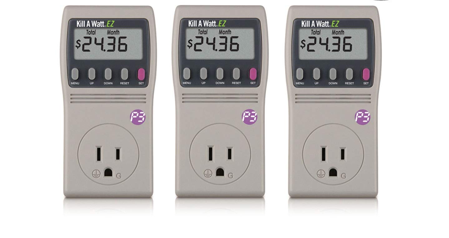 P3 International P4460 Kill A Watt EZ Electricity Usage Monitor - 3 Pack, Grey - Track Home & Office Energy Consumption for Appliances, Electronics & Power Strips