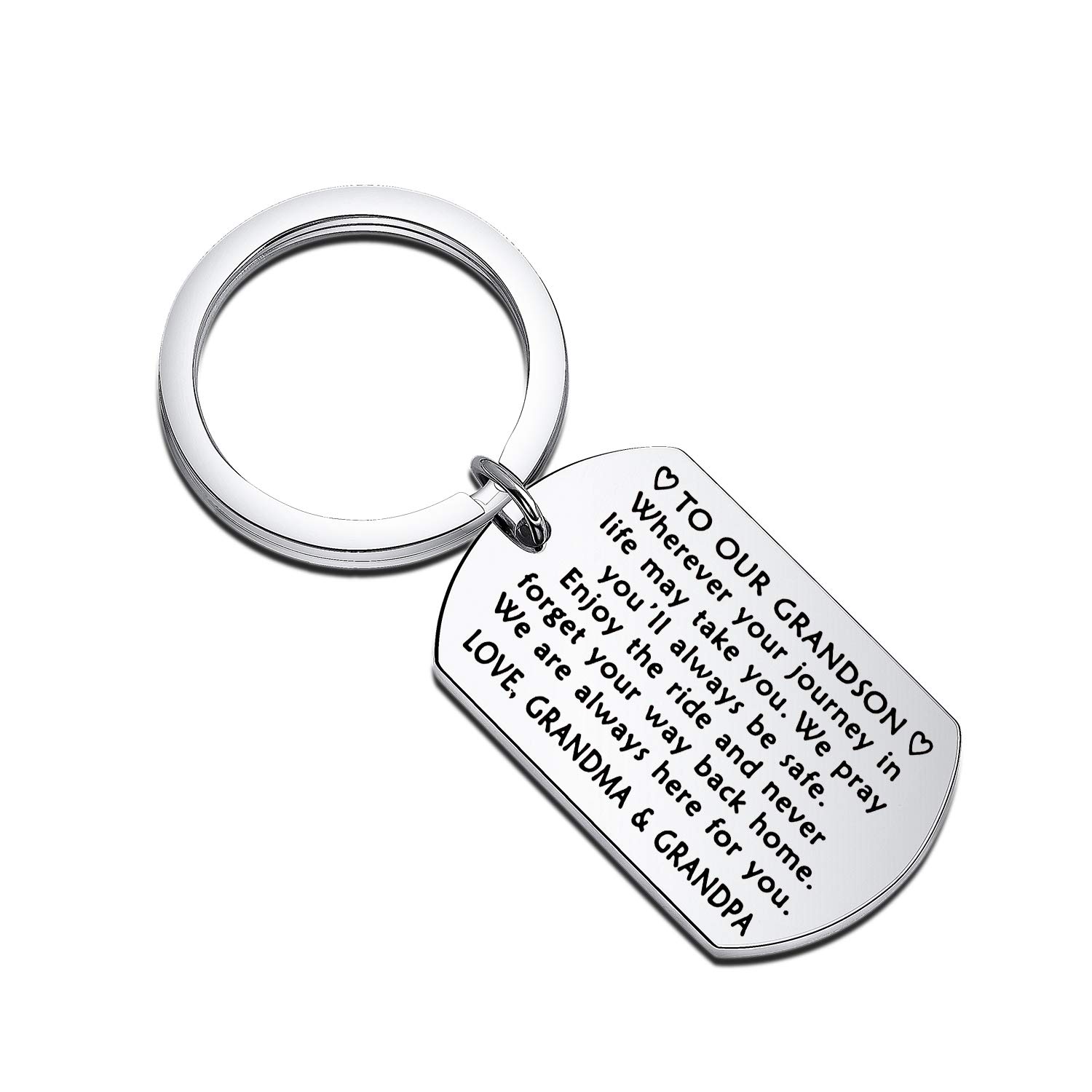 Personalized Grandson Keychain - Engraved Gift for Grandson from Grandparents | Birthday, Graduation & Special Occasion Present | Perfect for School Backpacks, Key Rings & Memory Keepsakes