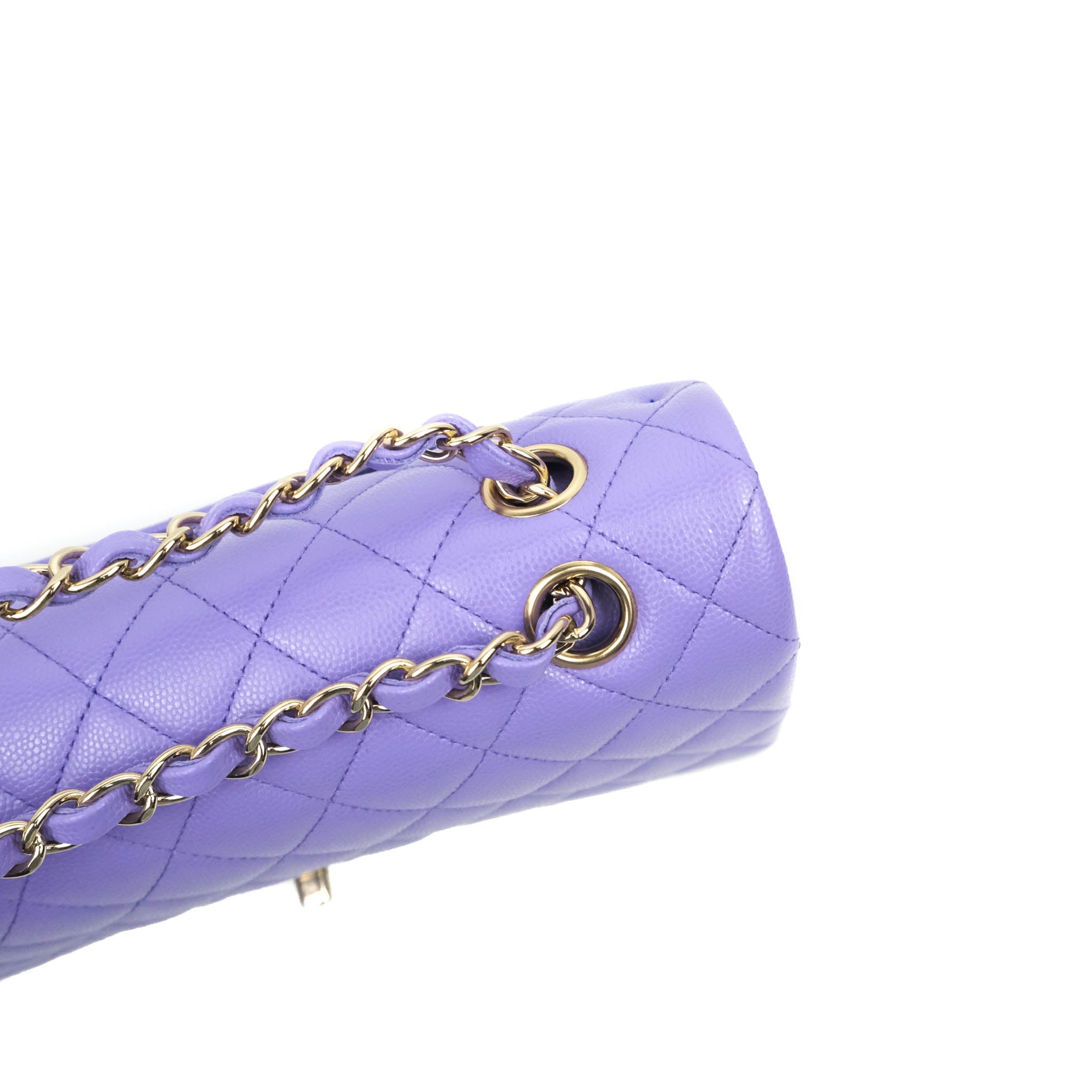 Chanel Classic Medium Double Flap Bag in Purple Caviar Leather with Gold Hardware - 20S Collection | Luxury Crossbody Purse for Women, Perfect for Parties, Weddings & Evening Events