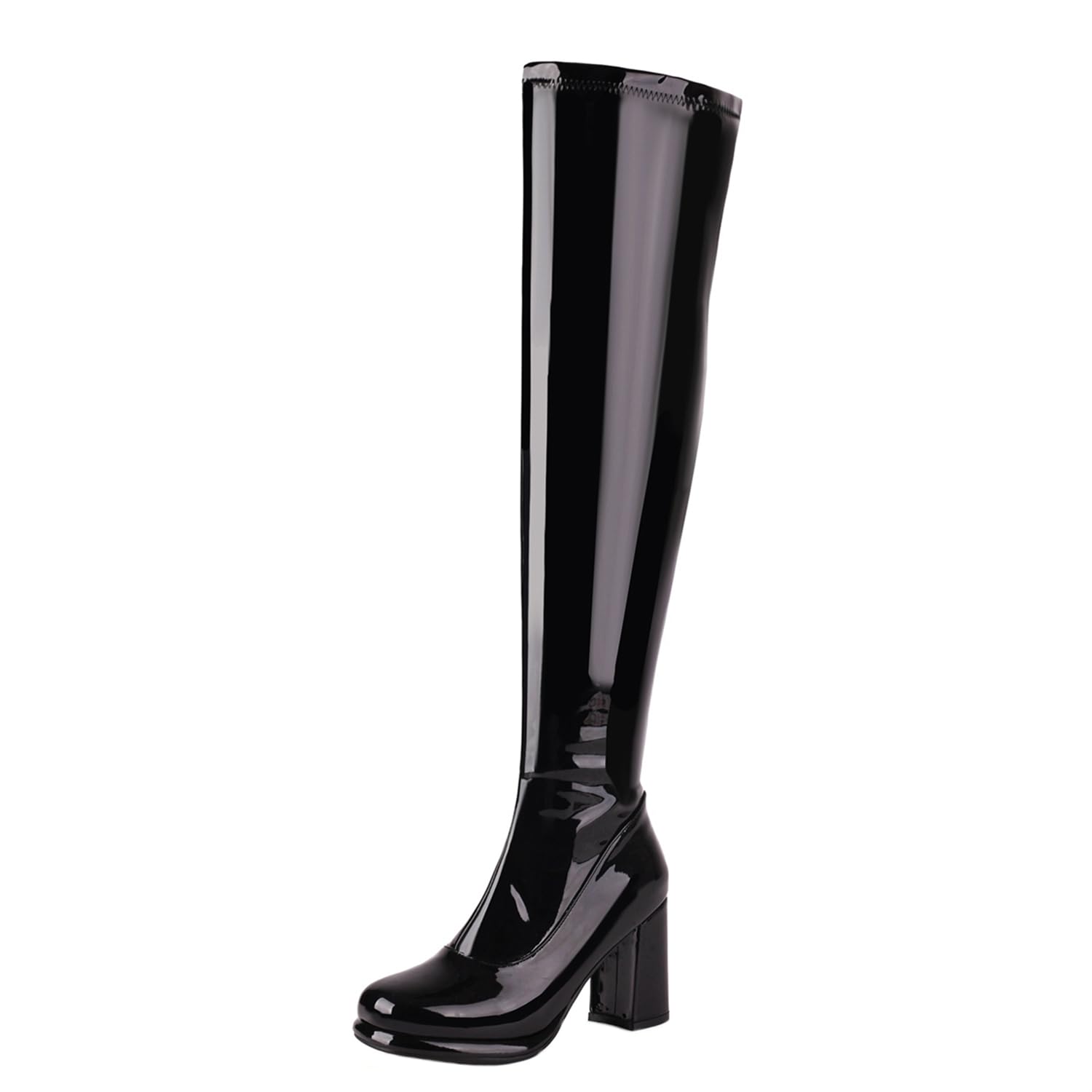 LYYSKY Women's Fashion 8.5CM High Heels Round Toe Side Zipper Over The Knee Boots - Platform Thigh High Boots for Women (Black/White/Red/Gold/Silver) Size US4-US15 | Perfect for Party, Night Out, Date Night & Winter Fashion