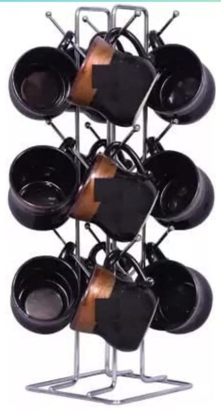 Premium Stainless Steel Wire Countertop Cup Holder - 12 Cup Organizer for Kitchen, Coffee & Tea Mugs - Space-Saving Dinning Table Storage Solution (Silver) - Perfect for Home, Office, and Restaurant Use