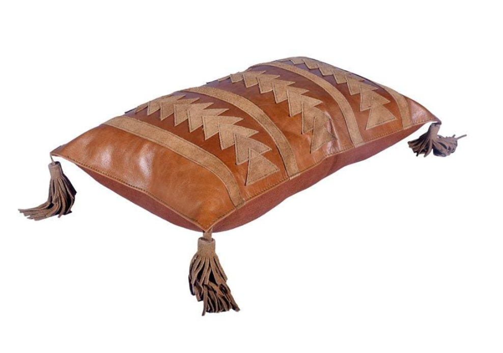Luxury Leather Arrow Tasseled Lumbar Pillow - Decorative Throw Cushion for Sofa, Bed & Home Decor - Perfect for Living Room, Bedroom & Office Accent