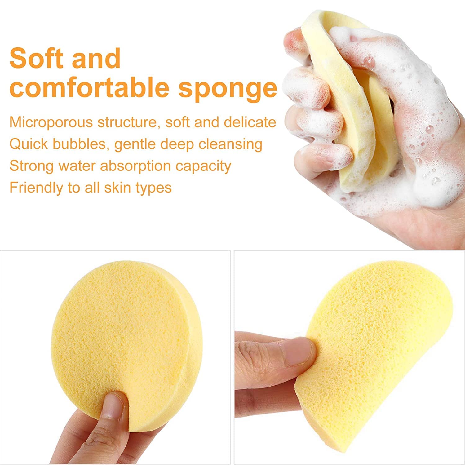 12pcs Compressed Facial Cleansing Sponges - Round Makeup Remover Puff for Gentle Face Washing & Skin Care | Includes 1 Pack Sweat Pads | Perfect for Travel, Daily Makeup Removal & Deep Cleansing Routine