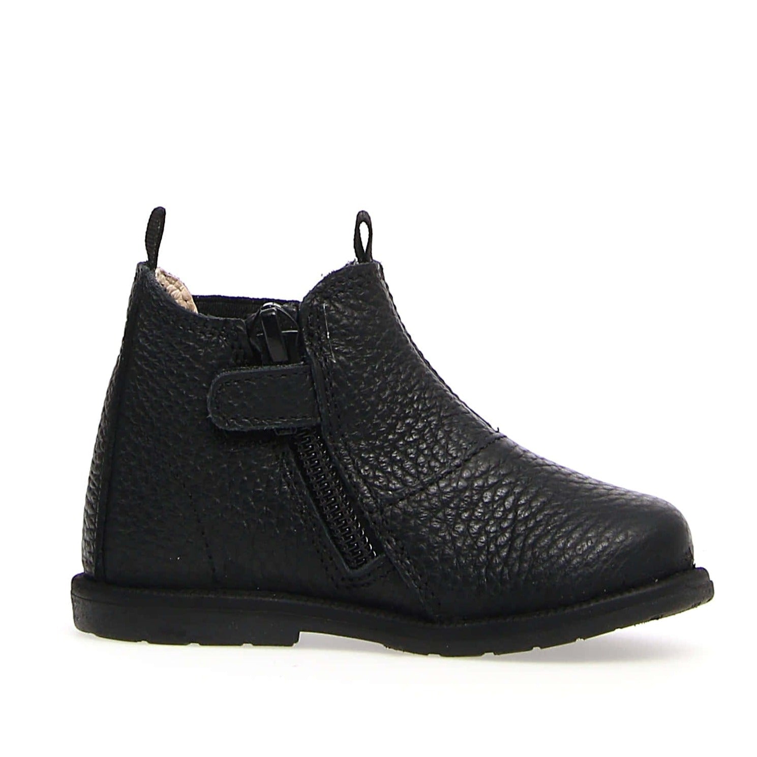 Falcotto Kids Winter Boots for Boys & Girls - Genuine Wood Calf Leather, Pebbled Texture, Black - Warm Snow Boots for Outdoor Play & School
