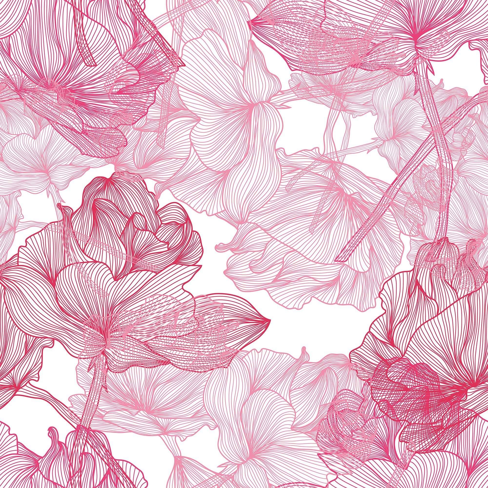 Pink and White Floral Peel and Stick Removable Wallpaper - Self-Adhesive Wall Decal for Bedroom, Nursery, Living Room Home Decor