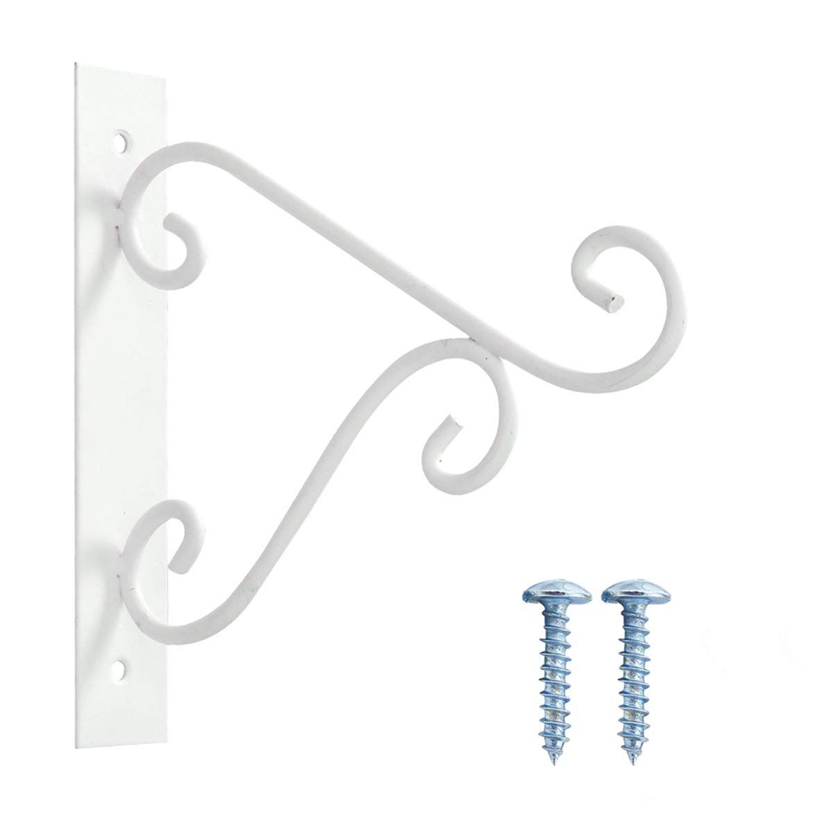 Vintage Wrought Iron Candlestick Hanger - Flower Basket Wall Hook for Outdoor & Indoor Use - Rustic Kitchen & Balcony Storage Organizer with Screws (White, Small) - Perfect for Farmhouse Decor, Garden Hanging Planters & Vintage Home Accessories