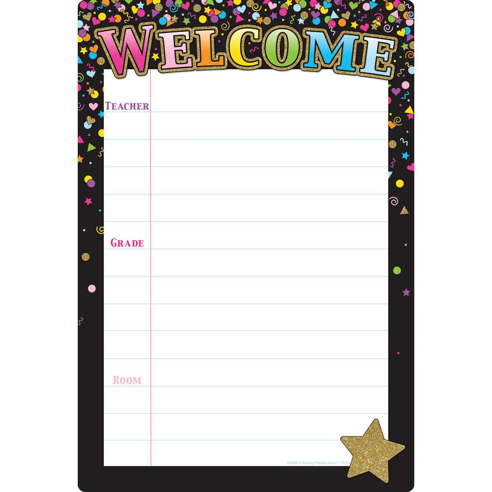 Black Confetti Welcome 13 X 19 Smart Poly® Chart - Perfect for Classroom Decor, Office Bulletin Boards & Party Decorations
