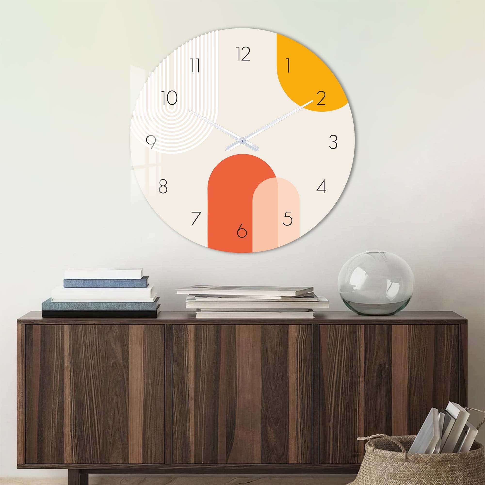 Stylish Beige Puffy Glass Wall Clock - Modern Home & Office Decor - Perfect for Living Room, Bedroom, Kitchen, and Workspace