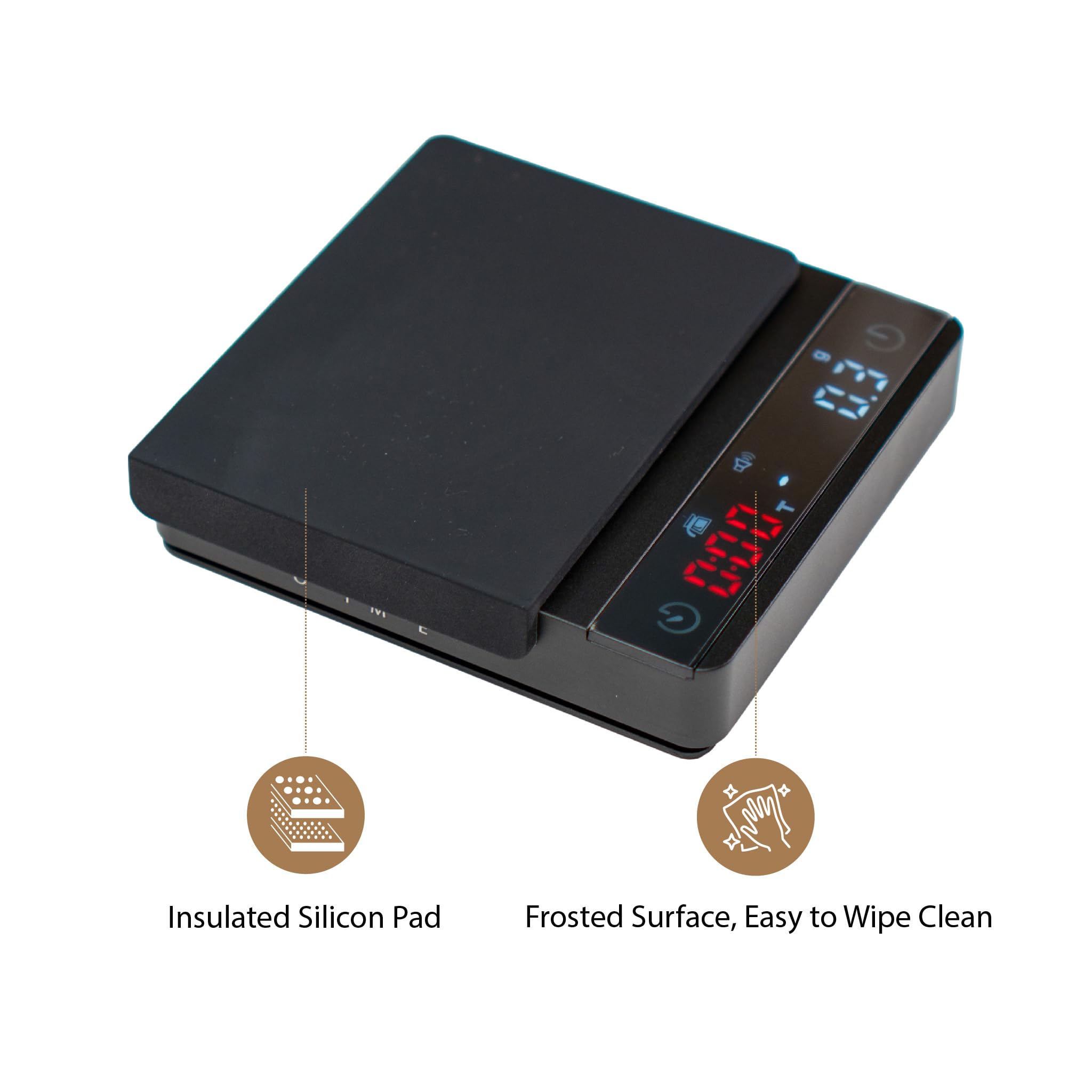 Premium Nano Pro Coffee Scale with Timer - Digital Espresso Scale with Auto Tare Function, Aluminum Alloy Body & Touch Sensor - Includes Silicone Cover (Black) - Perfect for Home Baristas, Coffee Shops & Professional Brewing