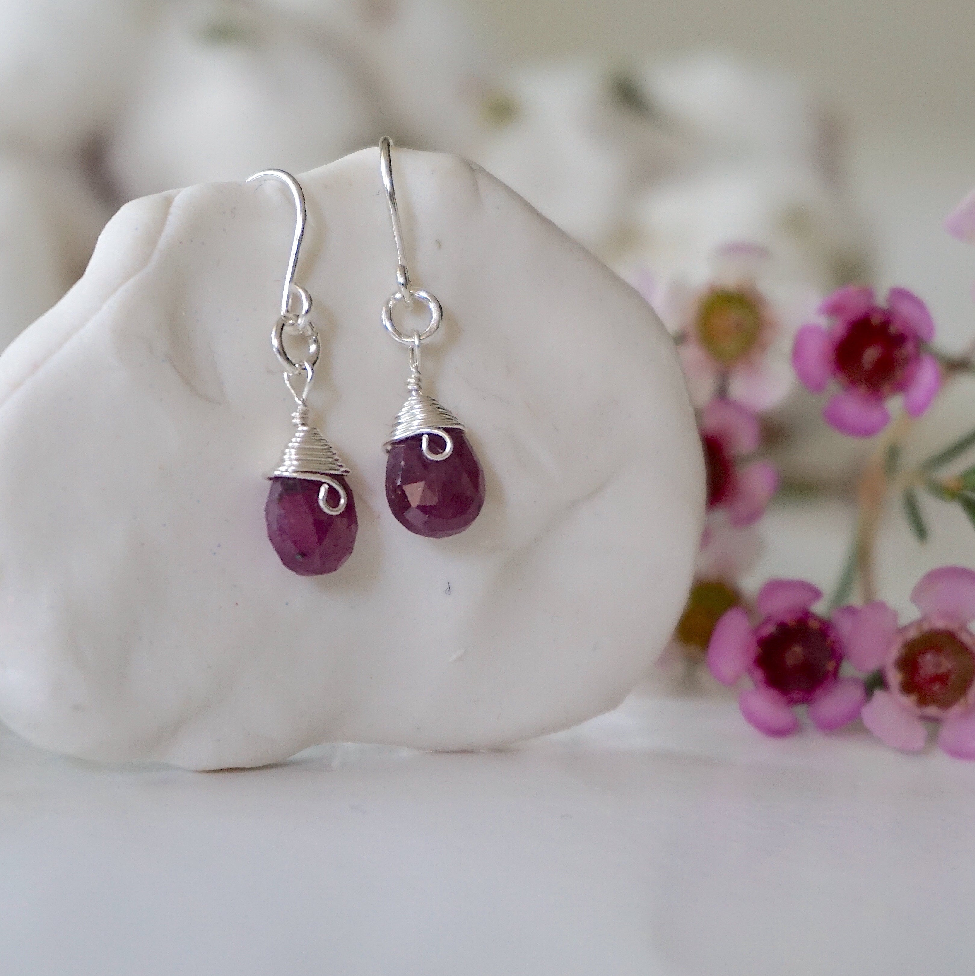 Ruby Teardrop Earrings - Sterling Silver Jewelry for Women | Elegant Dangle Earrings for Parties, Weddings & Special Occasions