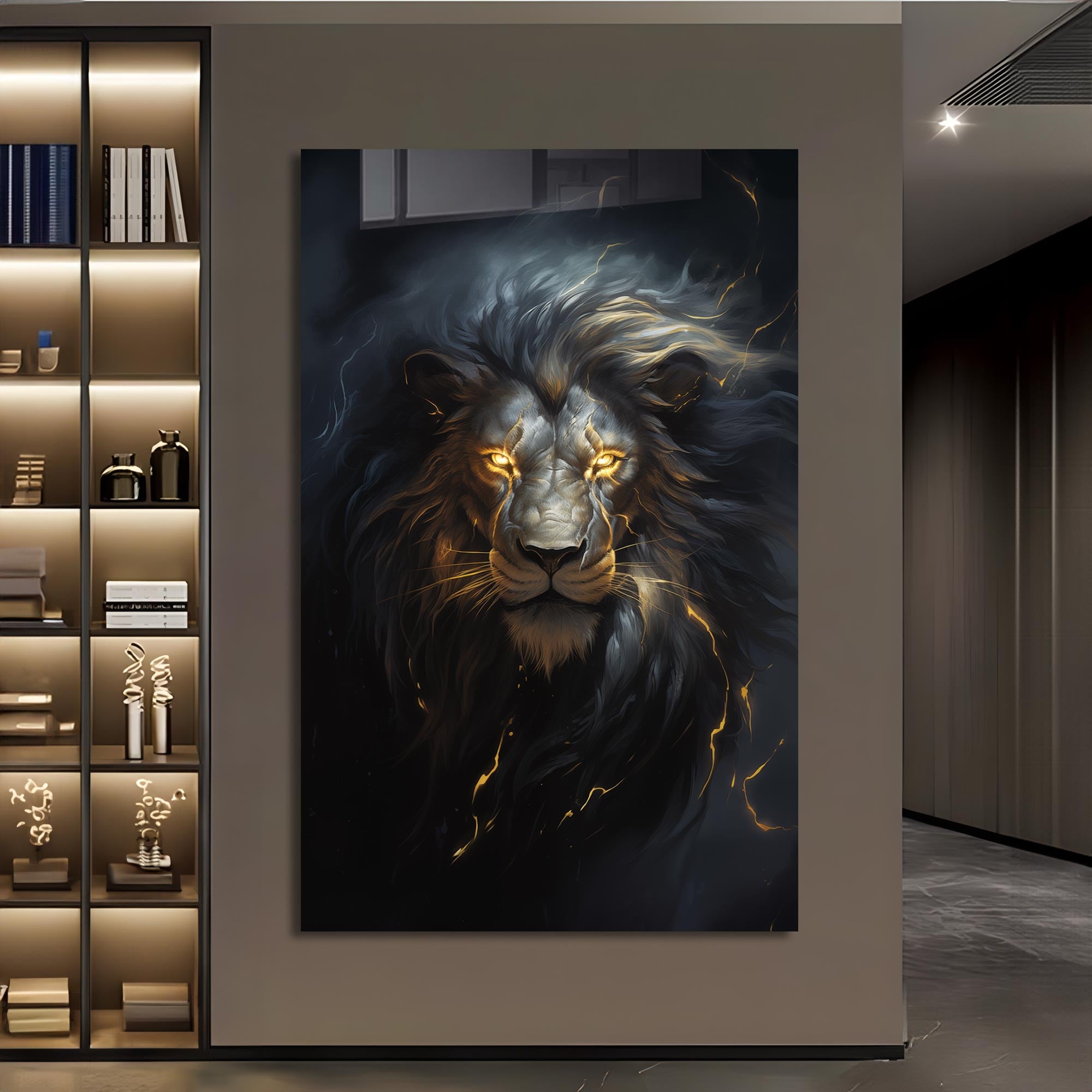 Zeus Lion Tempered Glass Wall Art - Premium Home Decor for Living Room, Bedroom & Office - Shatterproof & Stylish