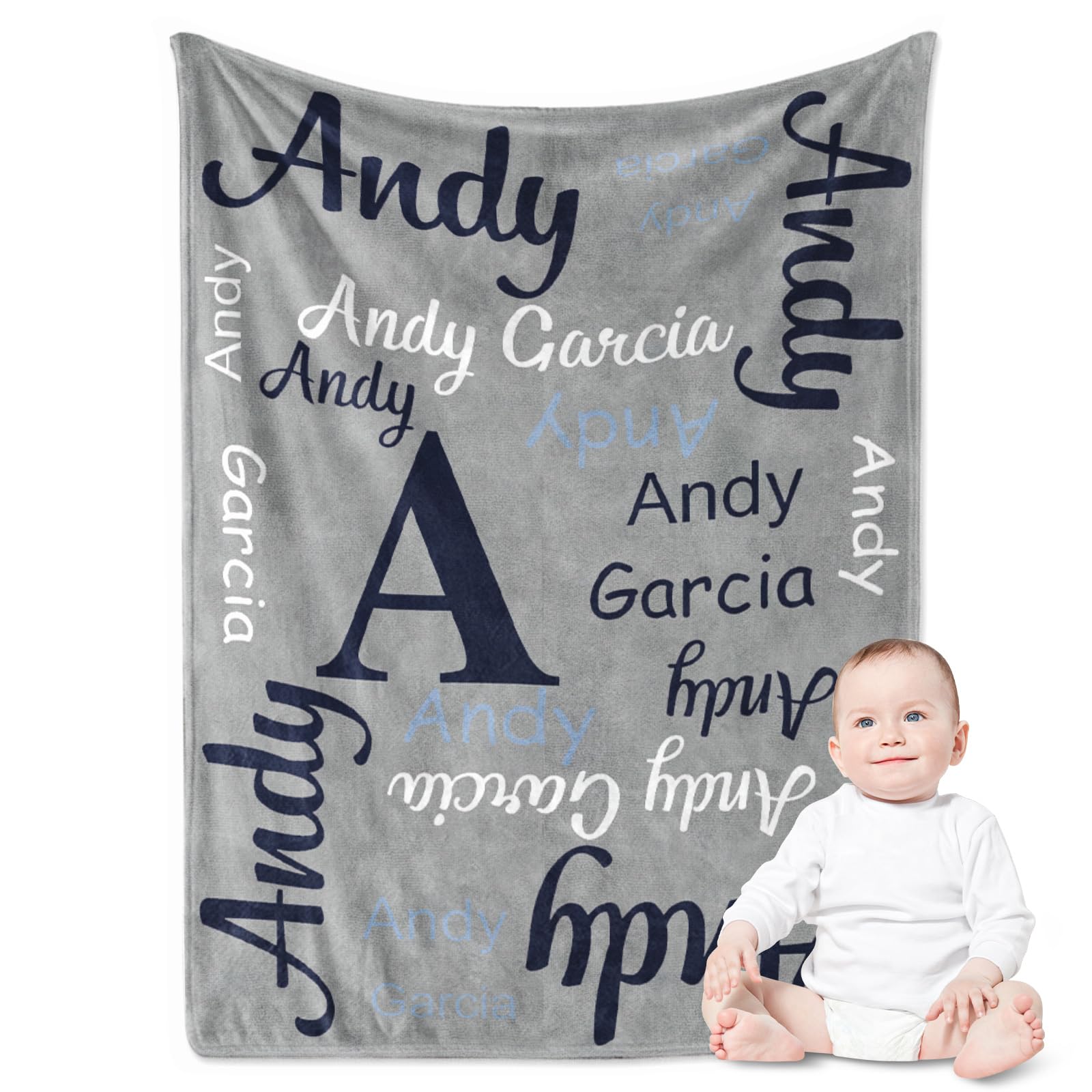Personalized Baby Blankets with Custom Name - Soft Yoke Style Swaddle Blankets for Newborns, Toddlers & Kids | Perfect Baby Shower Gift & Birthday Present for Boys & Girls | Nursery Essential, Travel Companion & Keepsake Blanket