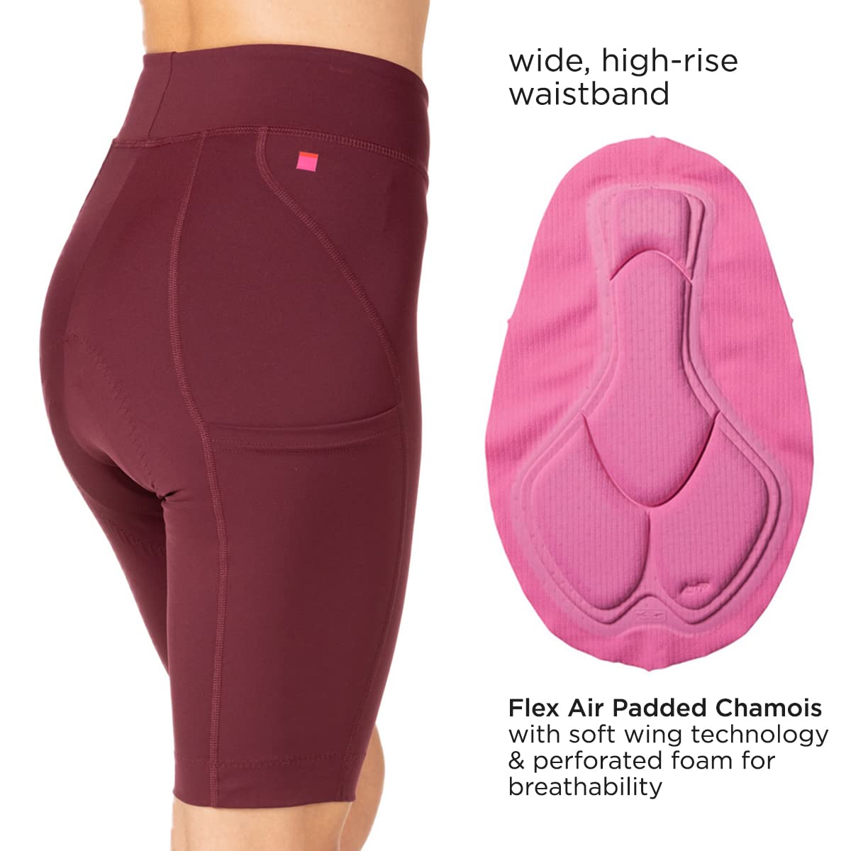 Women's Terry Bike Shorts with Padding - 11 Inch Long Compression Cycling Shorts UPF 50+ for Touring & Wayfarer | Perfect for Road Biking, Spinning Classes & Outdoor Adventures
