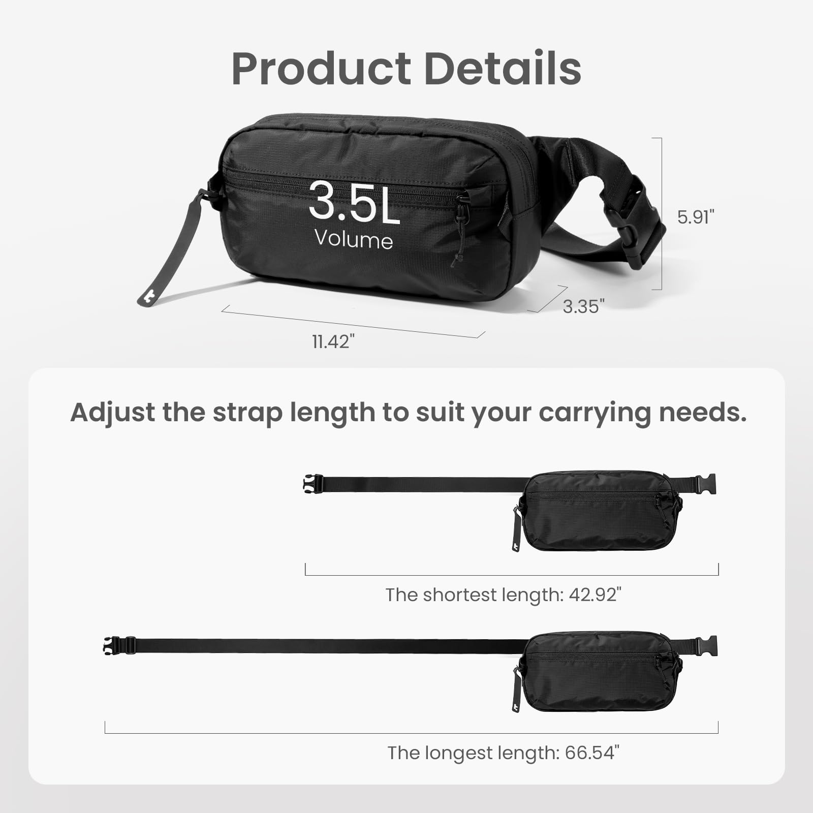 Tomtoc 3.5L RFID Blocking Crossbody Sling Bag - Water-Resistant Lightweight Chest Shoulder Pack for Men & Women - Perfect for Travel, Commuting & Everyday Use
