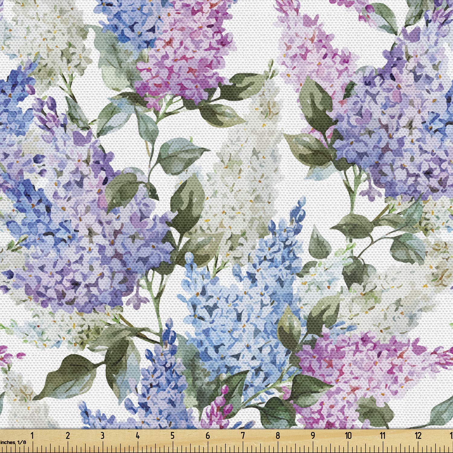 Ambesonne Lilac Fabric by The Yard - Colorful Floral Upholstery Material for Sofa, Curtains & Home Decor | 3 Yards Spring-Themed Multicolor Decorative Fabric | Perfect for DIY Crafts, Pillow Covers & Country Chic Interior Design