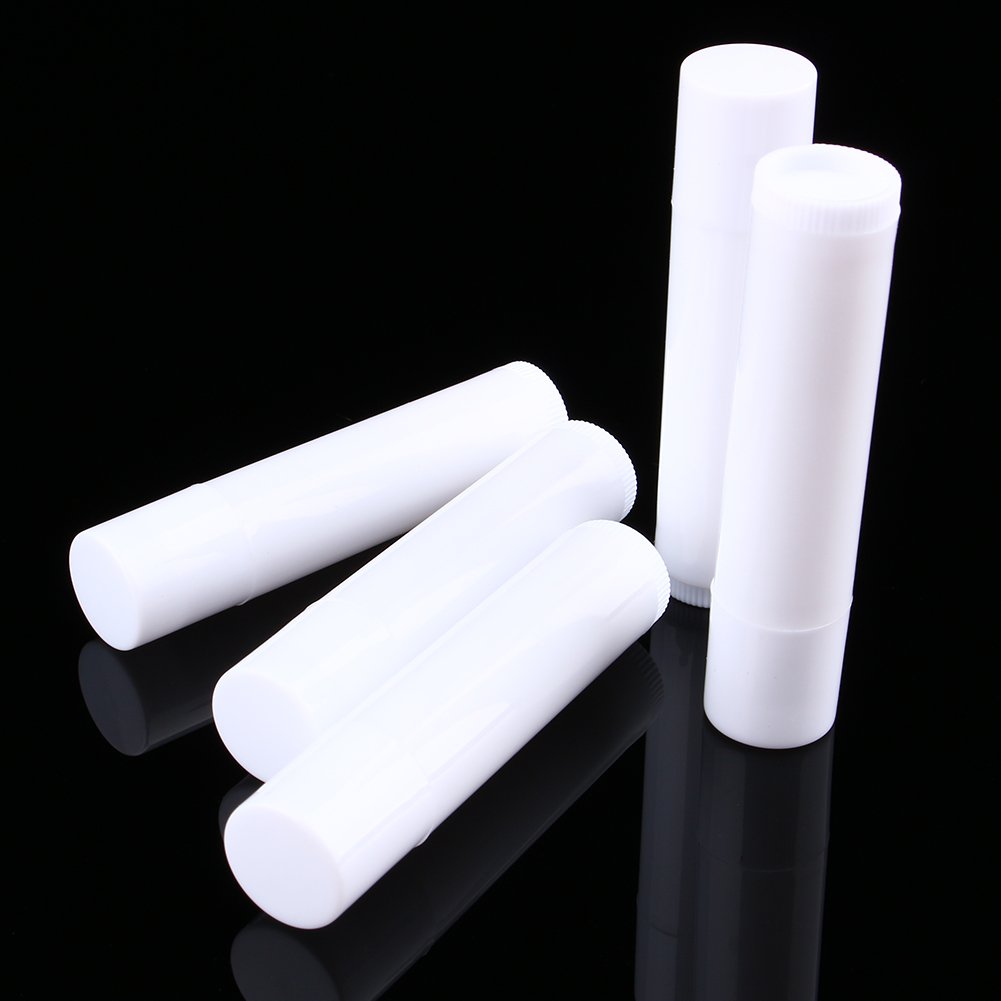100PCS 5ml Clear White Lip Balm Container Tubes, Round Plastic Empty Lip Balm Tubes for DIY Cosmetics - BPA Free - Perfect for Homemade Lip Balm, Lip Gloss & Essential Oil Blends