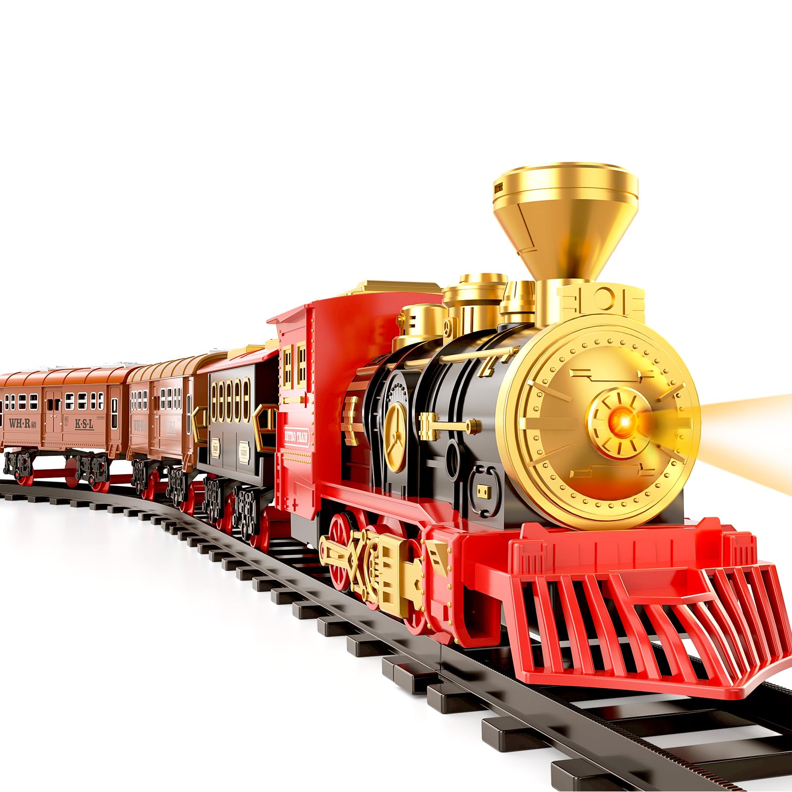 Electric Train Set for Kids Ages 3-7 - Rechargeable Battery Powered Toy Train with Steam Engine, Cargo Car & Tracks - Realistic Smoke, Lights & Sounds - Perfect Gift for Boys & Girls | Playroom, Birthday & Christmas Present