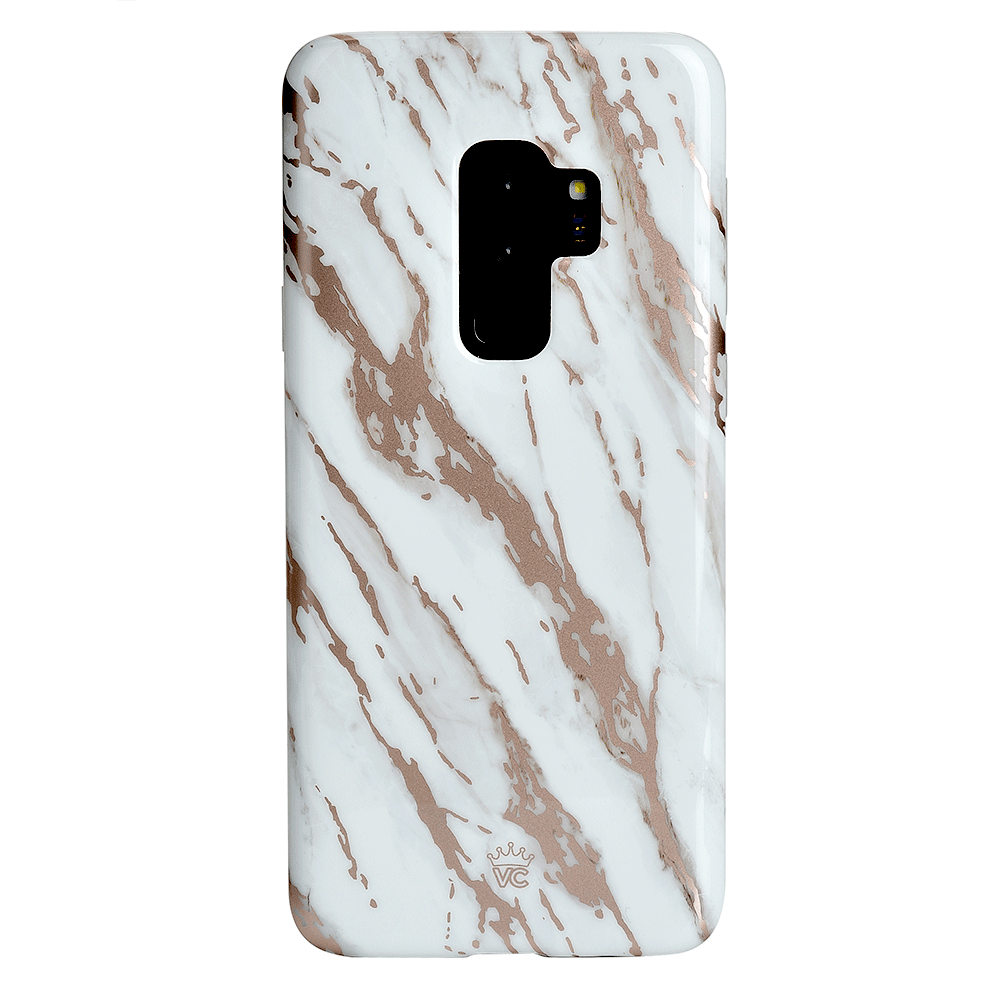 Elegant White Marble Rose Gold Chrome Case for Samsung Galaxy - Perfect for Everyday Use, Travel & Special Occasions