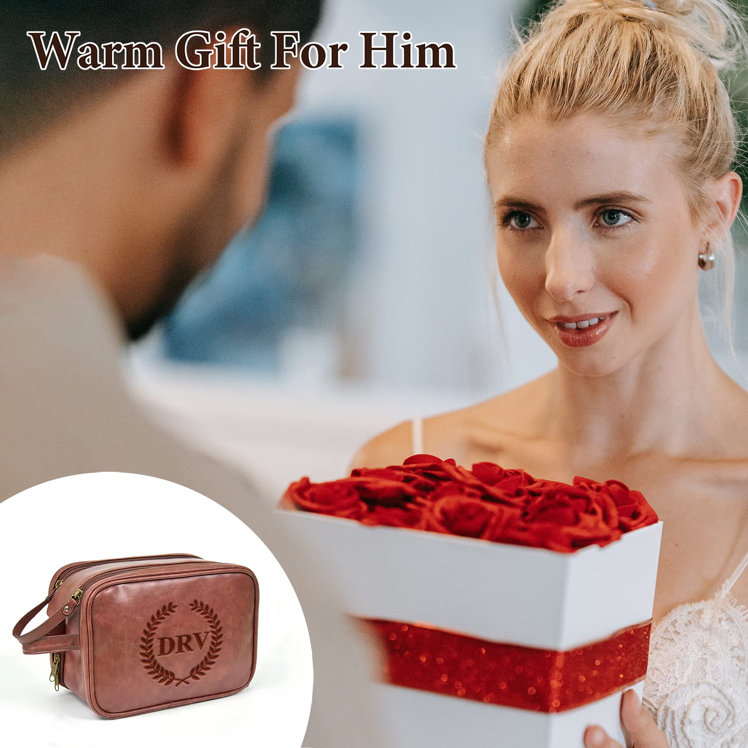 2 Pack Personalized Leather Toiletry Bag for Men - Handcrafted Custom Dopp Kit, Travel Shaving & Cosmetic Bag - Perfect Gift for Father, Husband, Boyfriend, Groomsmen & Best Man - Ideal for Business Trips, Vacation & Gym Essentials Organization