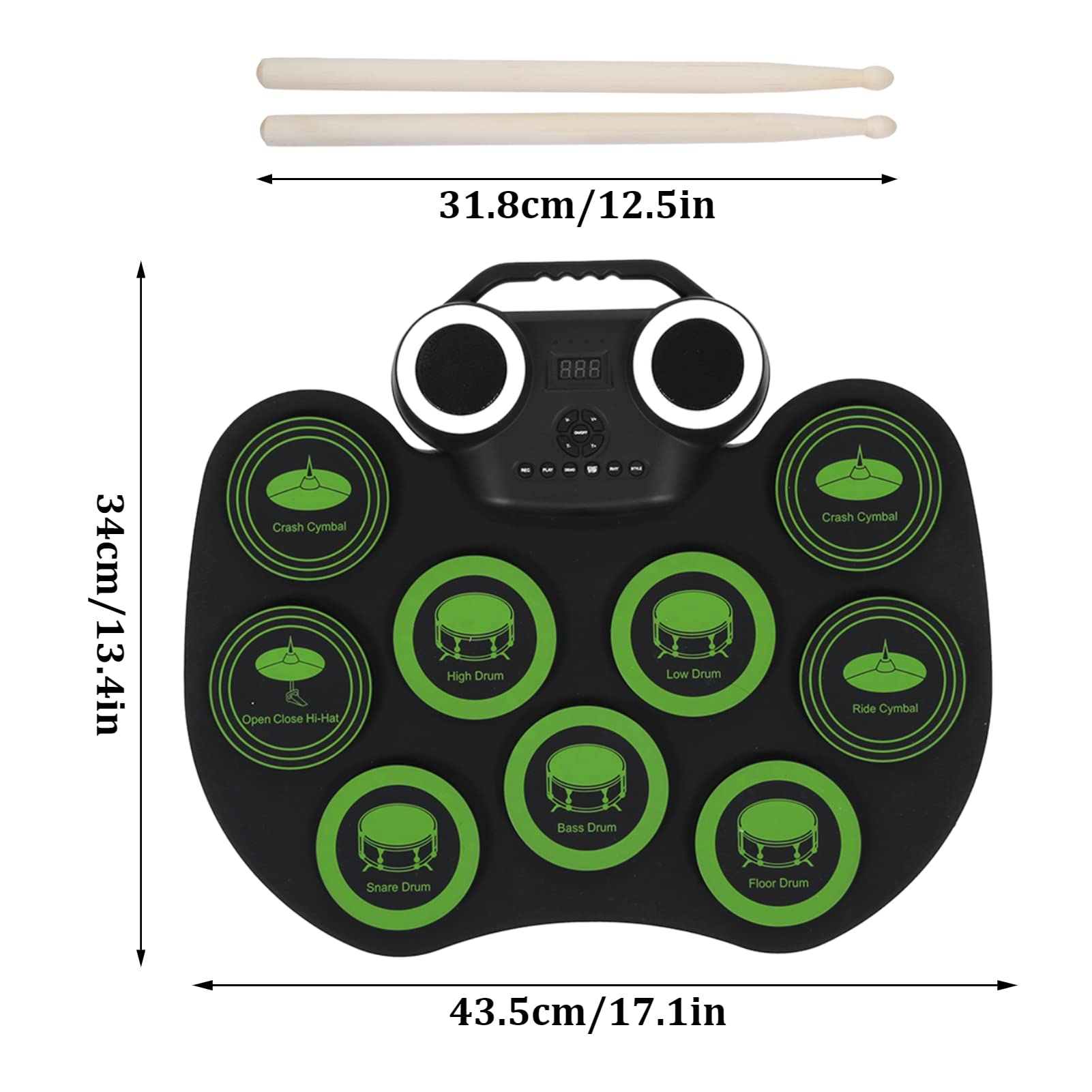 EBTOOLS Electronic Drum Kit - Portable USB Electric Drum Set with Dual Speakers, Bluetooth Connectivity & RGB Lighting Effects - Perfect for Home Practice, Studio Recording & Live Performances