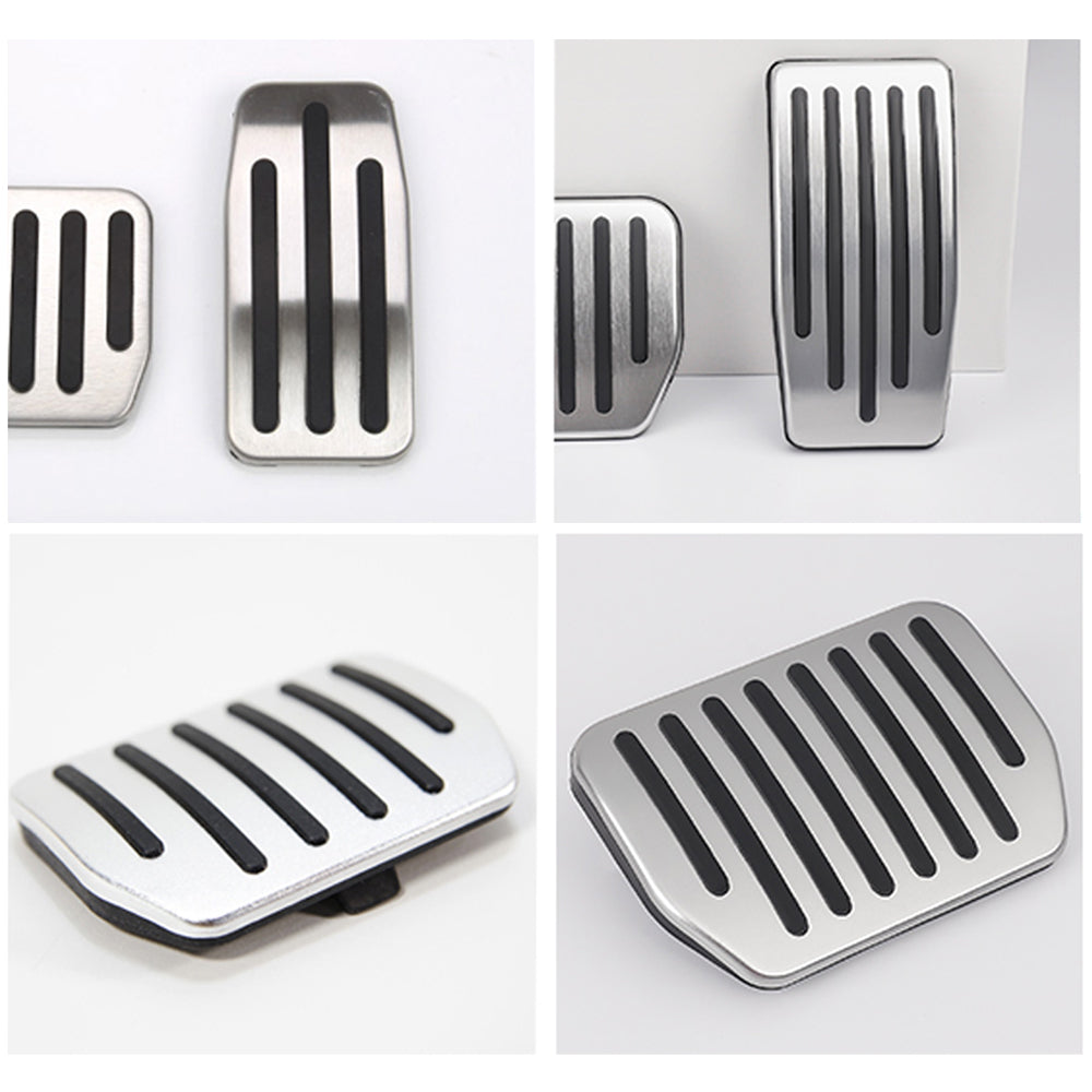 EVBASE Non-Slip Silver Brake Pedal Covers for Tesla Model Y Juniper - Premium Anti-Skid Foot Pedals Pads - Perfect for Enhanced Driving Safety & Comfort