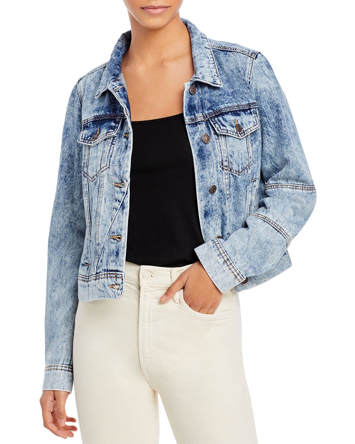 Free People Rumors Denim Jacket - Indigo Acid Wash Distressed Vintage Style for Women | Perfect for Casual Outfits, Music Festivals & Streetwear Fashion
