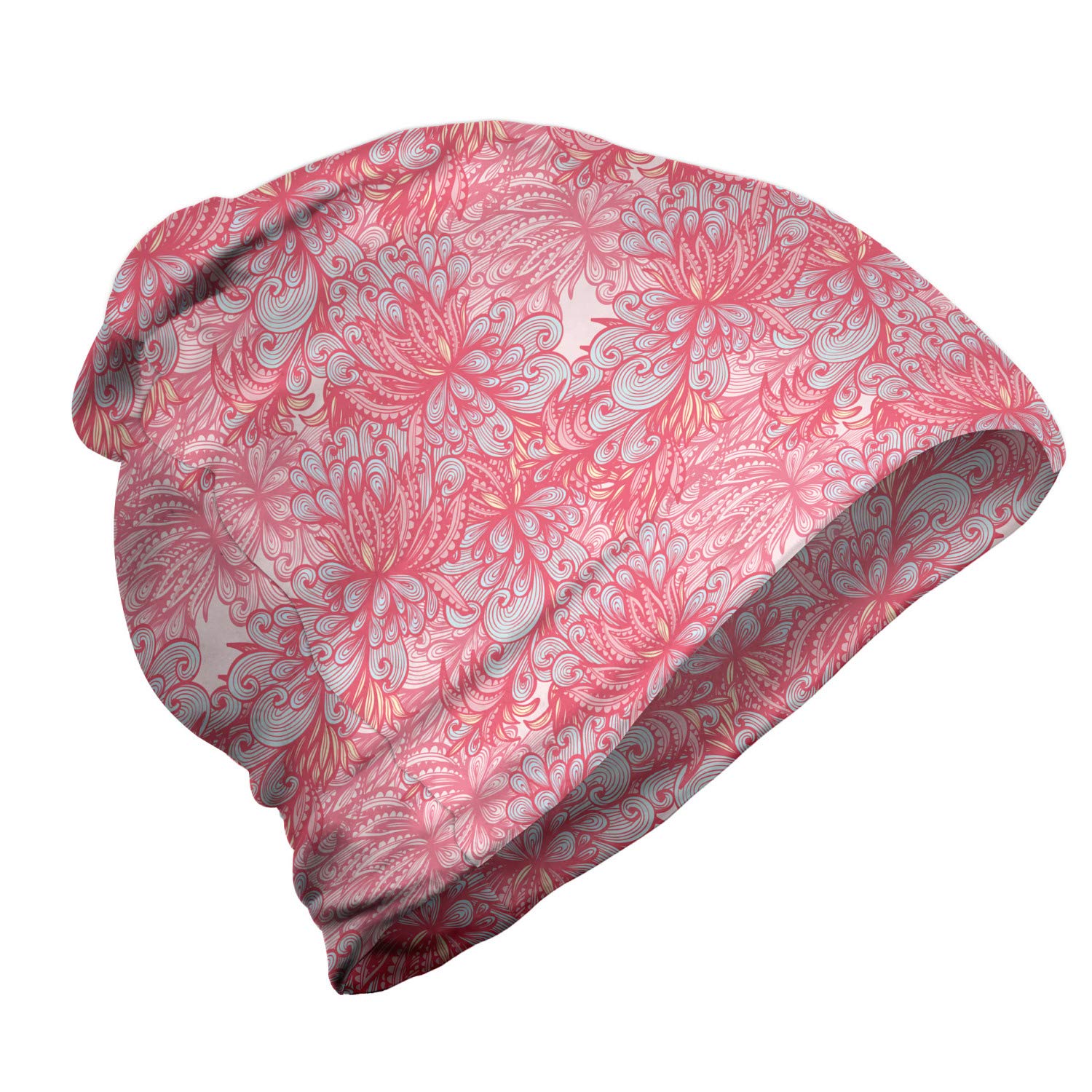 Ambesonne Unisex Beanie - Floral Oriental Design Winter Hat for Men & Women - Perfect for Hiking, Outdoor Activities & Cold Weather Fashion