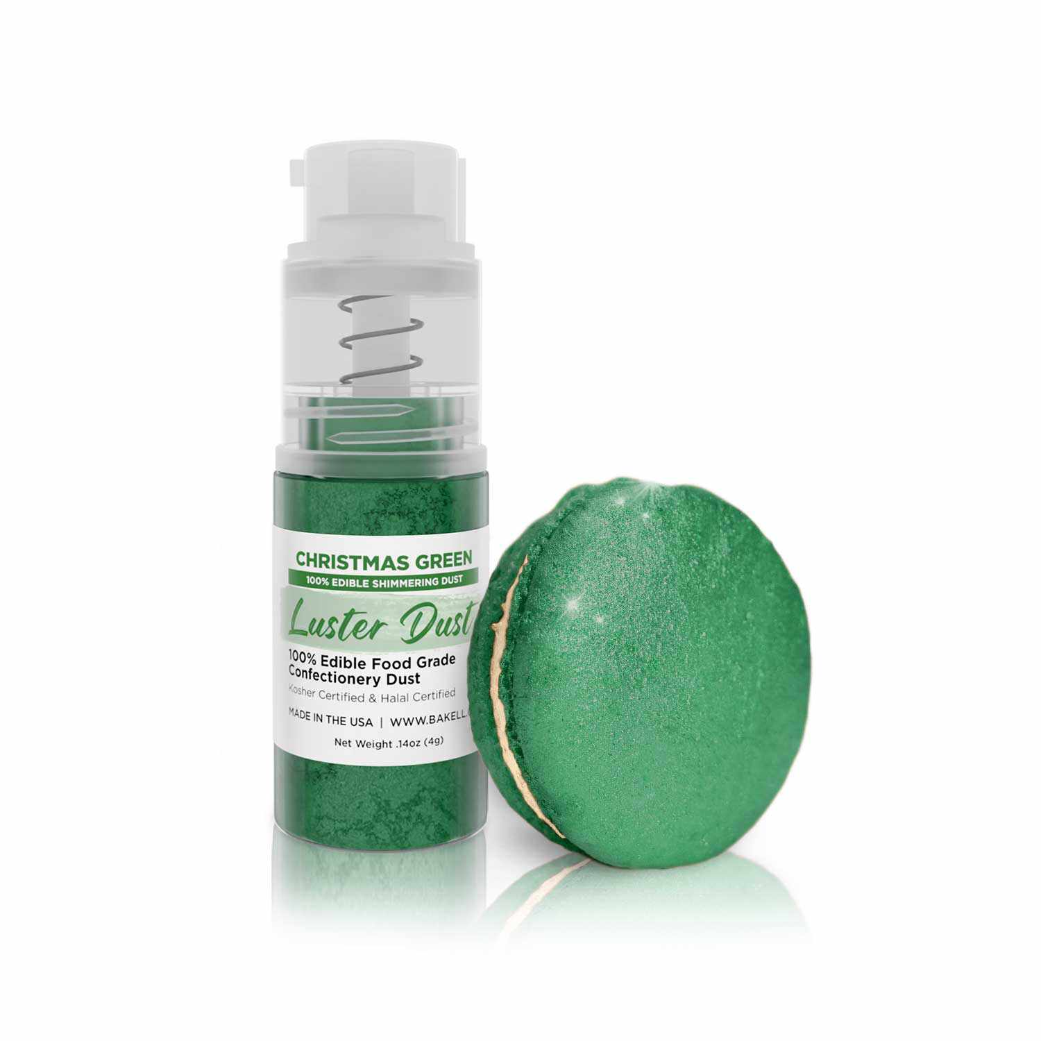 Christmas Green Luster Dust 4g Mini Pump - Edible Cake Decorating Powder for Cookies, Cupcakes & Desserts - Perfect for Holiday Baking & Party Treats