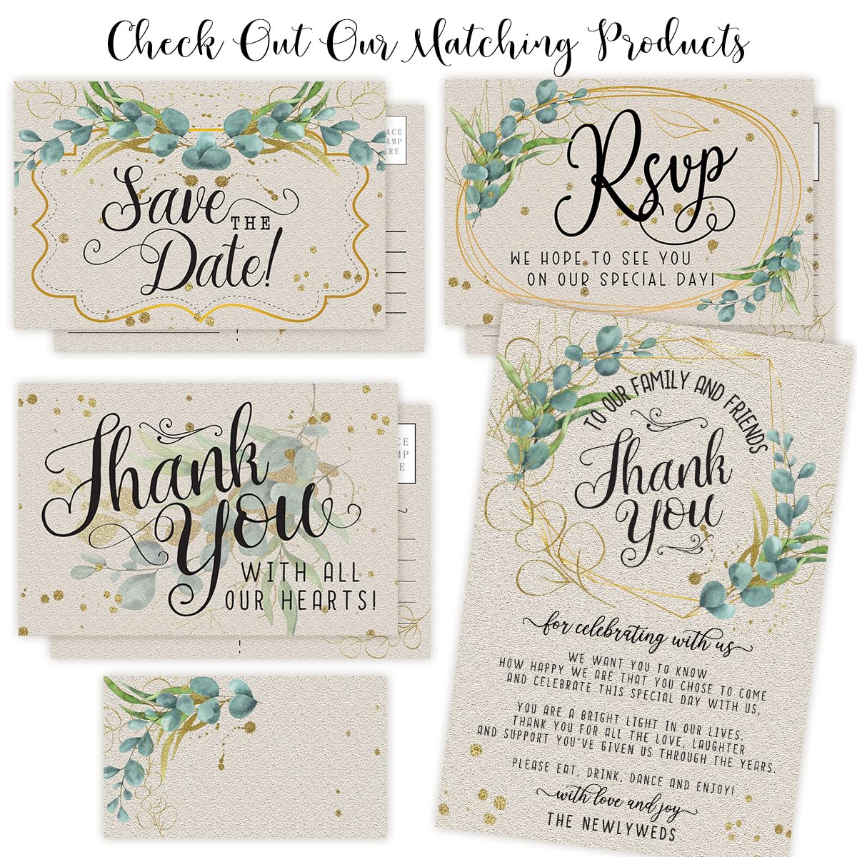50 Pack Eucalyptus Wedding Thank You Cards - Blank 4x6 Postcards for Gratitude Notes, Birthday & Business Supplies | Perfect for Wedding Favors, Bridal Showers & Corporate Gifts