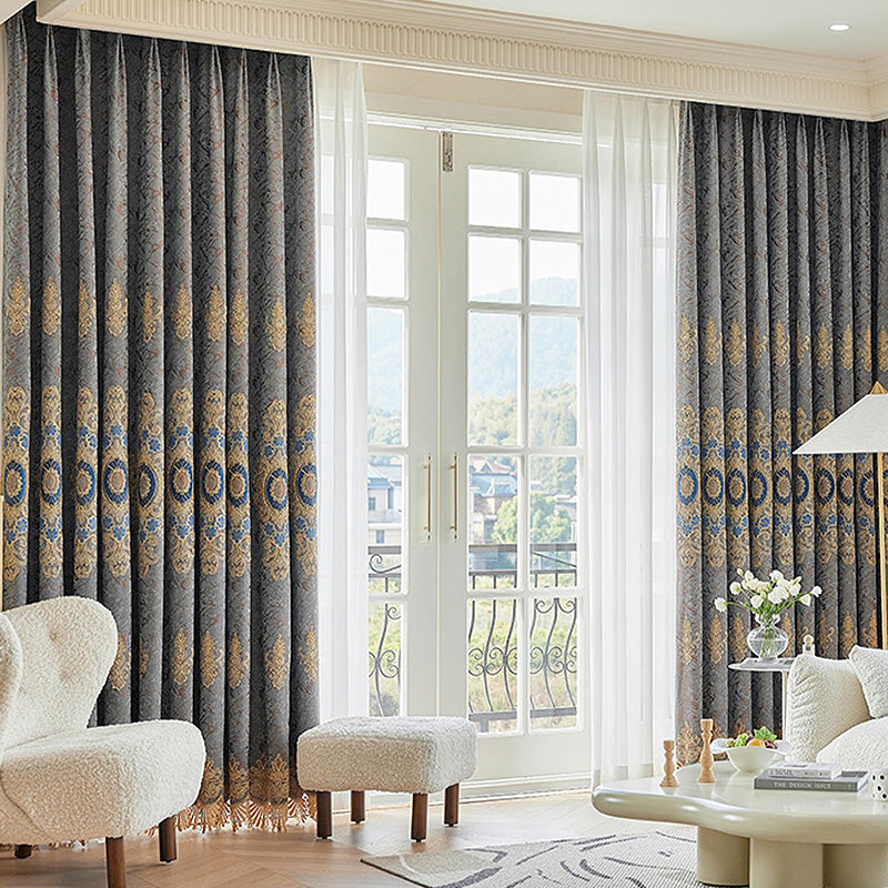 Calliope Chenille Embroidered Botanical Blackout Curtains - Custom Window Treatment for Bedroom & Living Room - Thermal Insulated Drapes for Light Blocking & Privacy