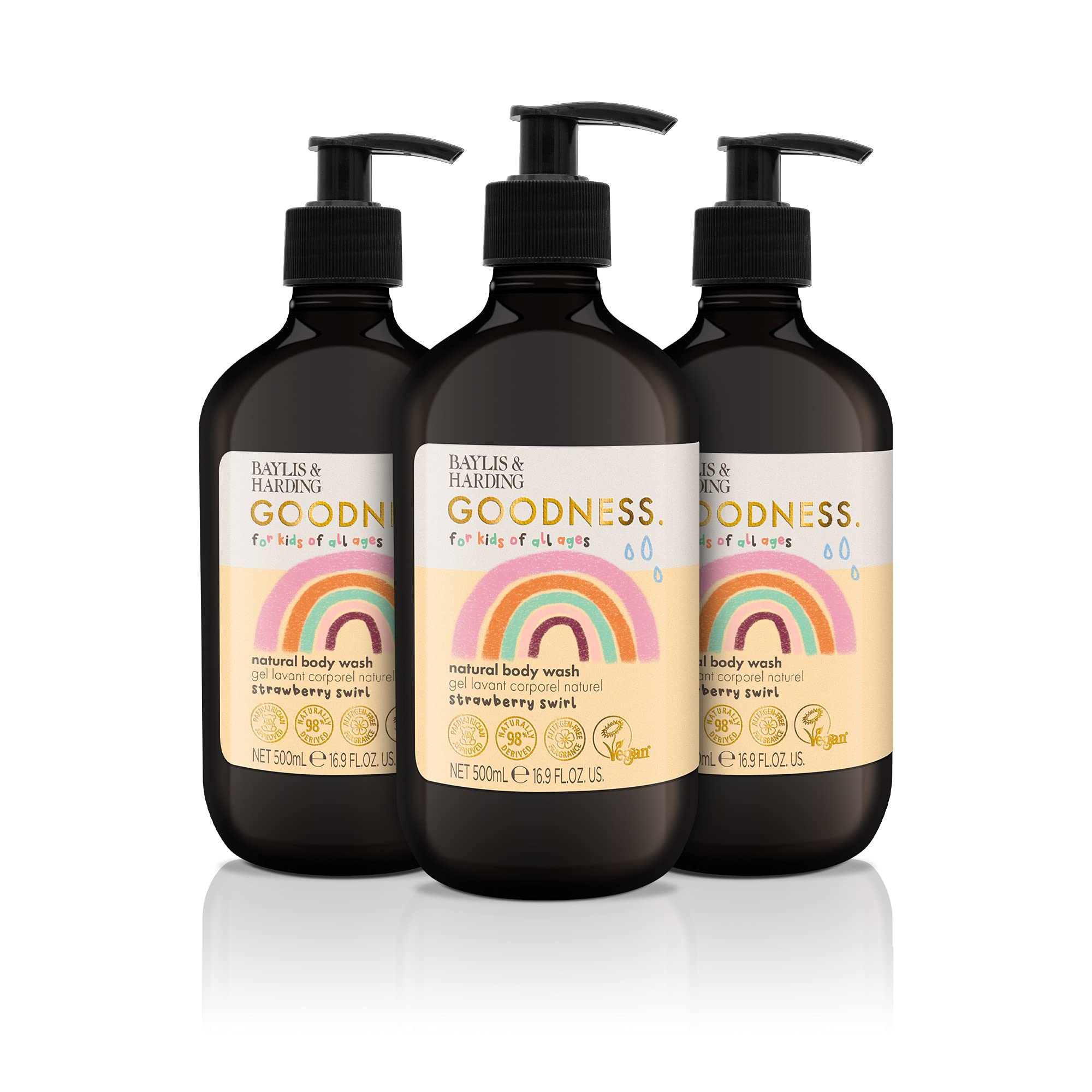 Baylis & Harding Goodness Kids Shampoo & Body Wash Bundle - 6 x 500ml Vegan Toiletries Set for Boys & Girls | Gentle Hair & Skin Care for Daily Bath Time & Sensitive Skin