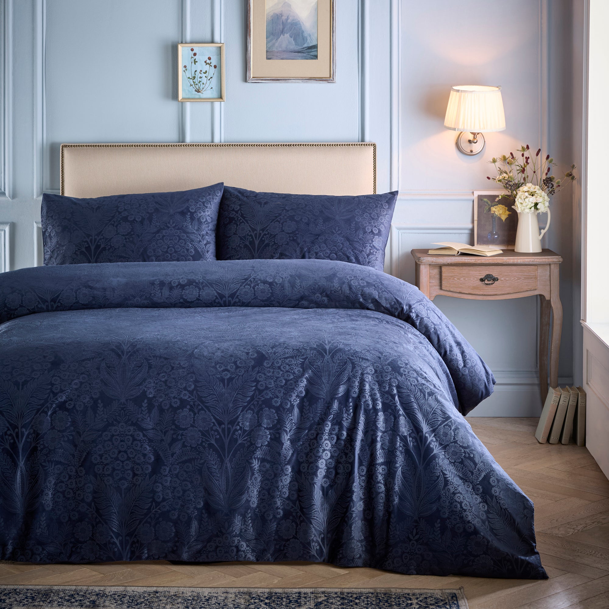 Appletree Heritage Berkley Duvet Cover Set - Navy Blue Luxury Bedding for Queen/King Size - Perfect for Master Bedroom & Guest Room Decor