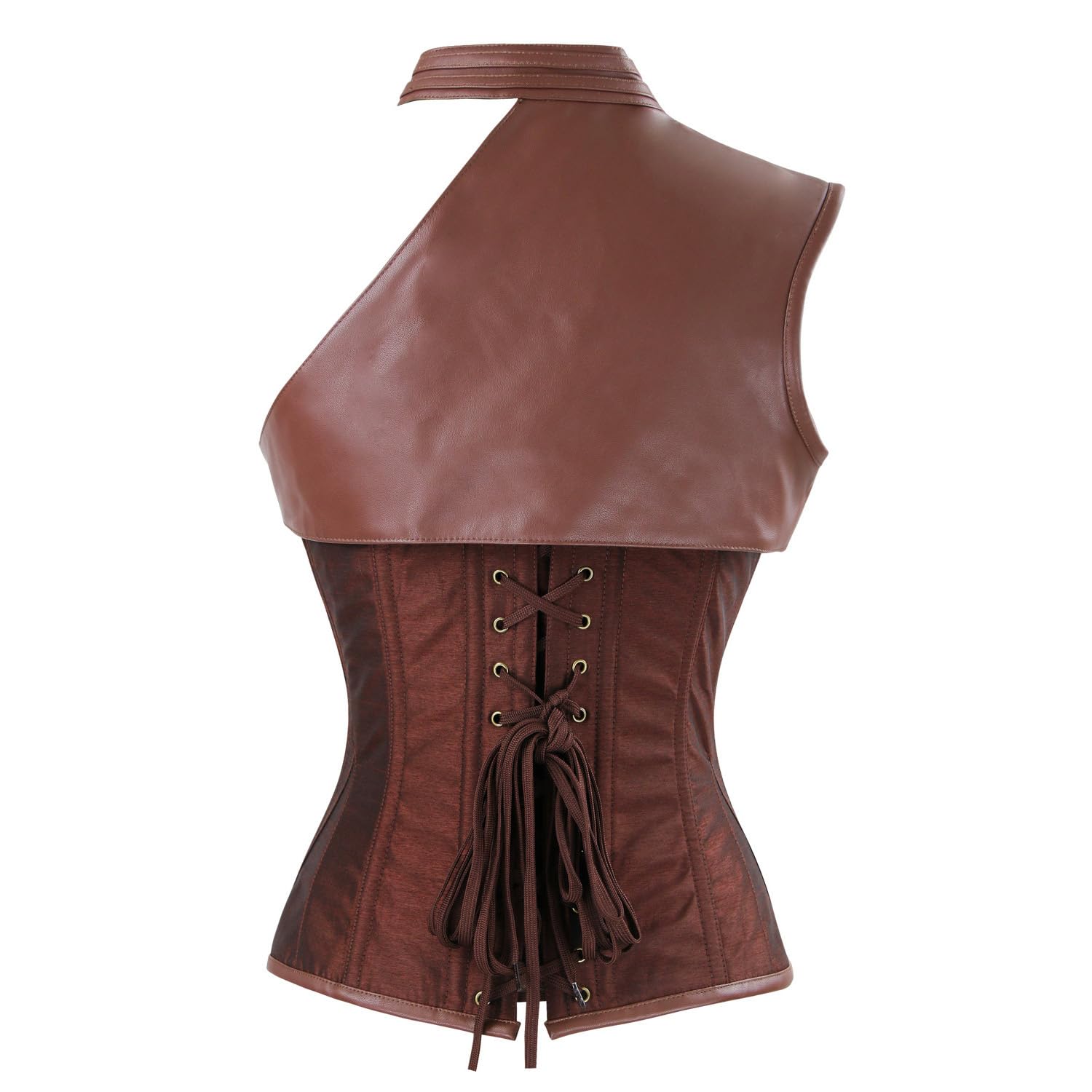 Charmian Women's Steampunk Gothic Corset - Heavy Steel Boned Waist Trainer with Front Zipper | Perfect for Victorian Costumes, Cosplay & Burlesque Outfits