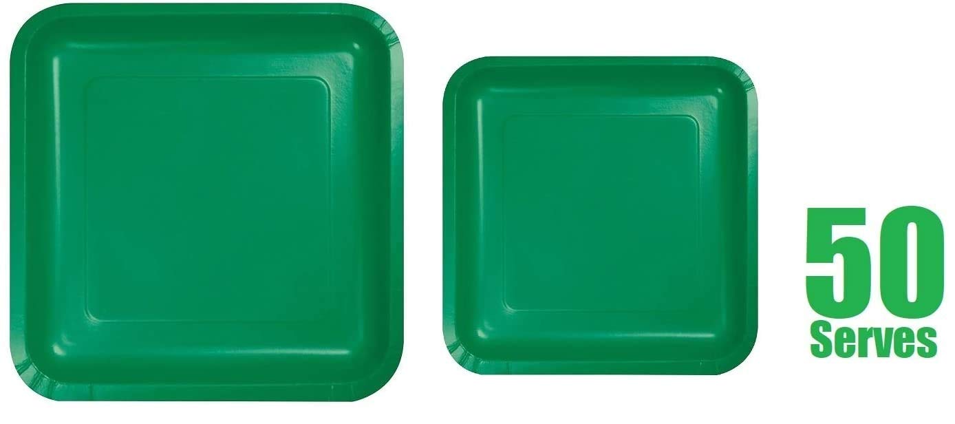 Oojami 100-Pack Square Green Paper Plates - 50 Count 9
