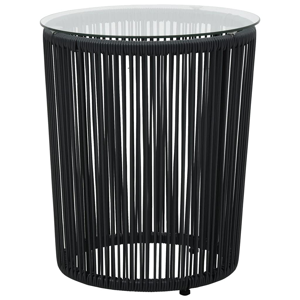 3-Piece Outdoor Bistro Set with Cushions - Black PVC Rattan Dining Table & 2 Chairs - Patio Bar Set with Round Coffee Table - Perfect for Balcony, Poolside, Backyard & Garden Entertaining