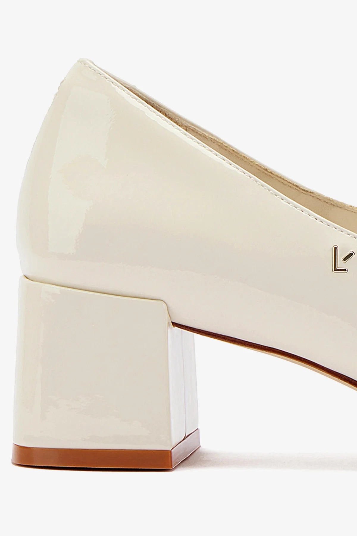 Blair Block Pump Shoes in Ivory Patent Leather - Elegant Women's Heels for Office, Party & Wedding Events