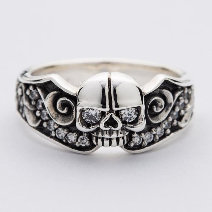 Gothic Diamond Skull Sterling Silver Engagement Ring for Women - Unique Gothic Jewelry for Weddings, Proposals & Alternative Fashion