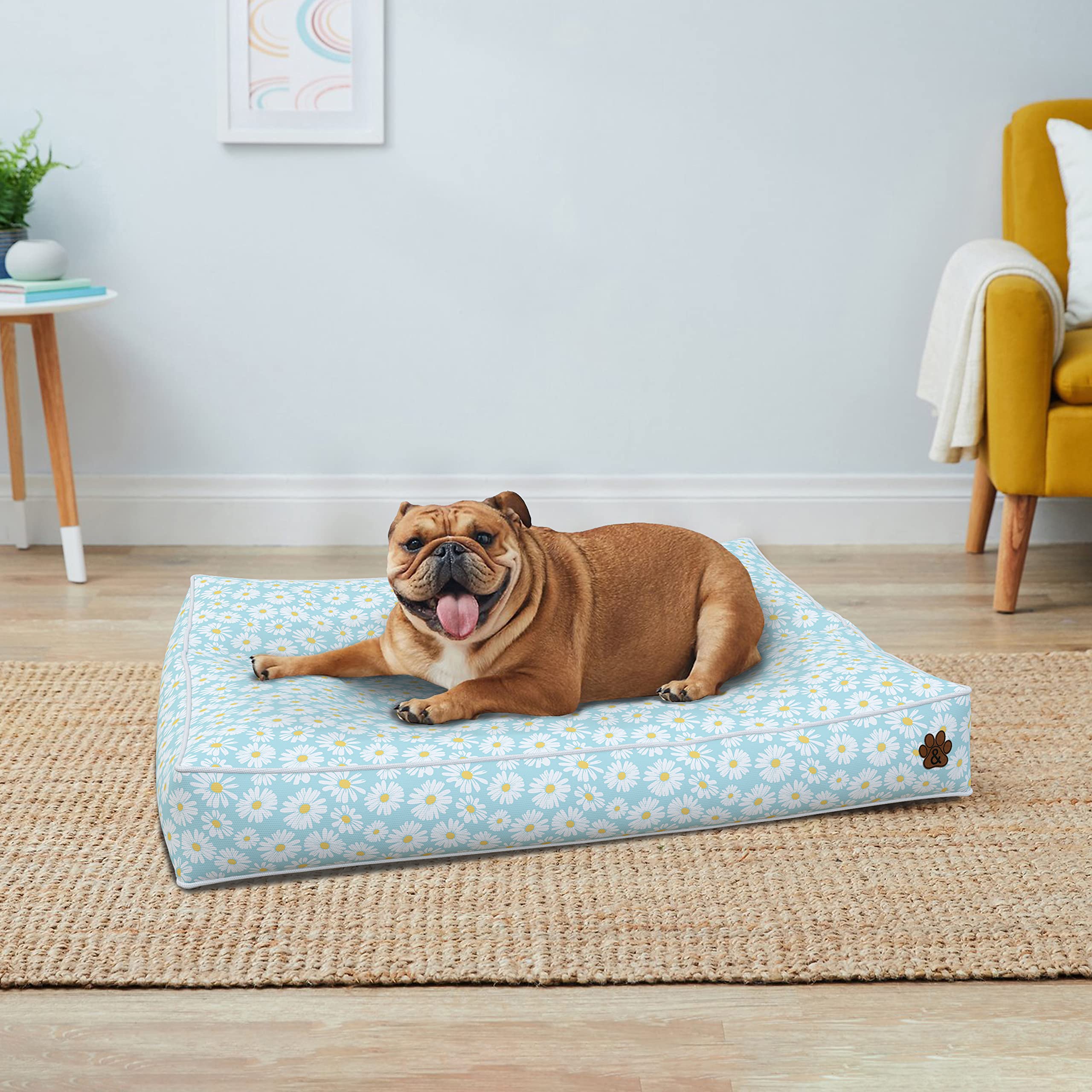 Premium Orthopedic Dog Bed for Large, Medium & Small Dogs - Soft Plush Pet Mattress with Removable Washable Cover, Waterproof & Non-Slip Bottom - Perfect for Crates, Kennels & Home Use (Grey Paw Print Design, Small Size)
