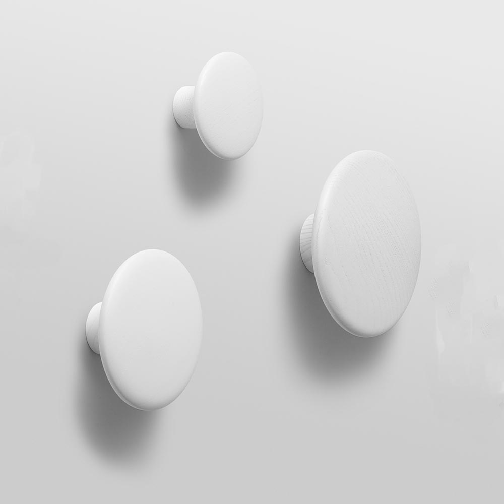 MUUTO The Dots Wall Hook - Modern Scandinavian White Wall Hooks for Coats, Hats & Bags - Perfect for Entryway, Bedroom & Office Organization