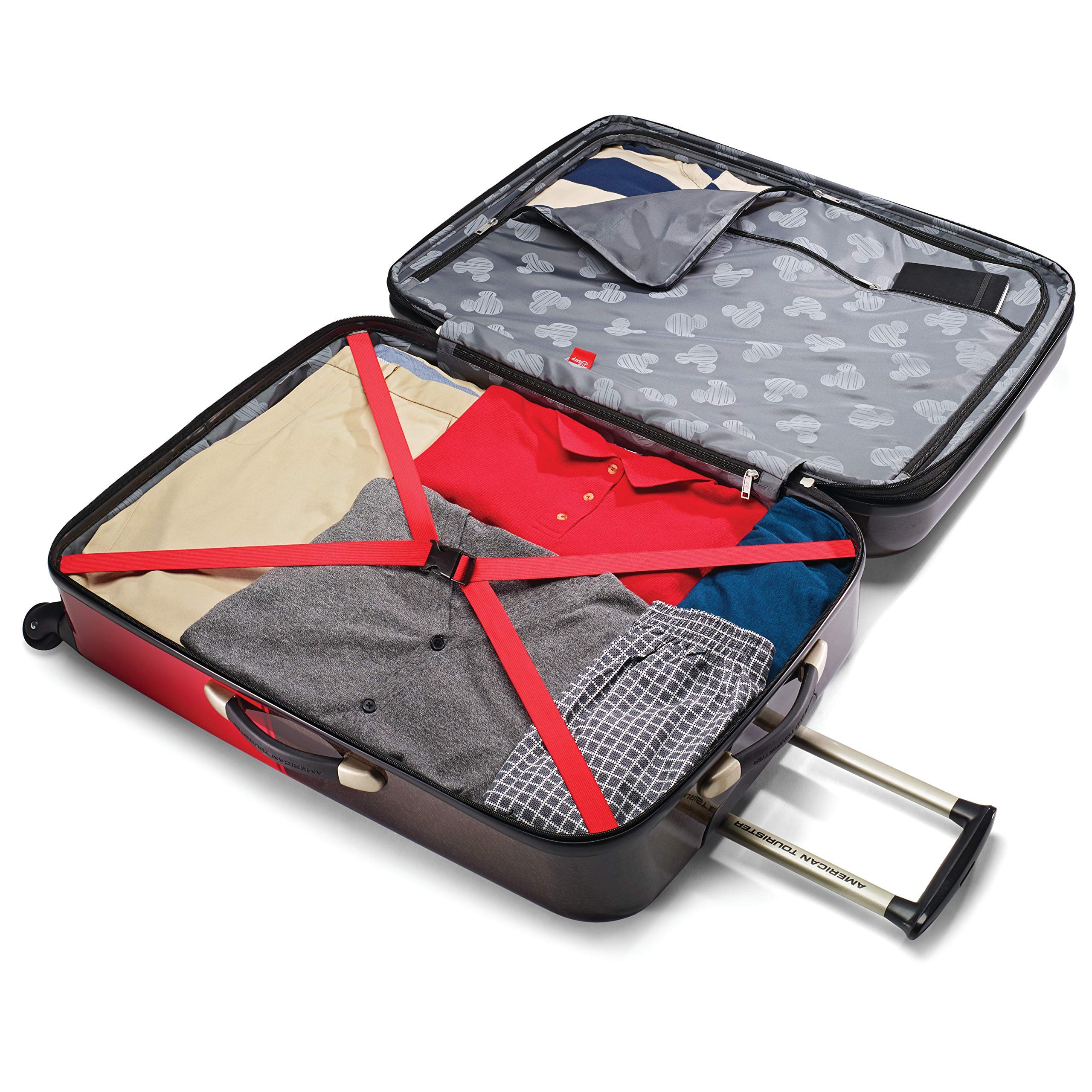 American Tourister Disney Mickey Mouse Hardside Spinner Wheel Luggage - 28-Inch Checked Large Suitcase for Travel, Vacation & Family Trips