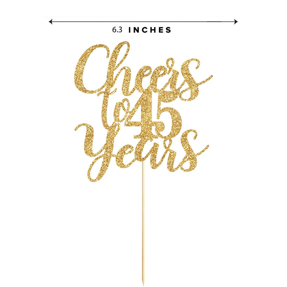Gold Glitter Cheers to 45 Years Cake Topper | Happy 45th Birthday Party Decorations | Anniversary Celebration Supplies | Perfect for Birthday Cakes, Milestone Parties & Anniversary Events