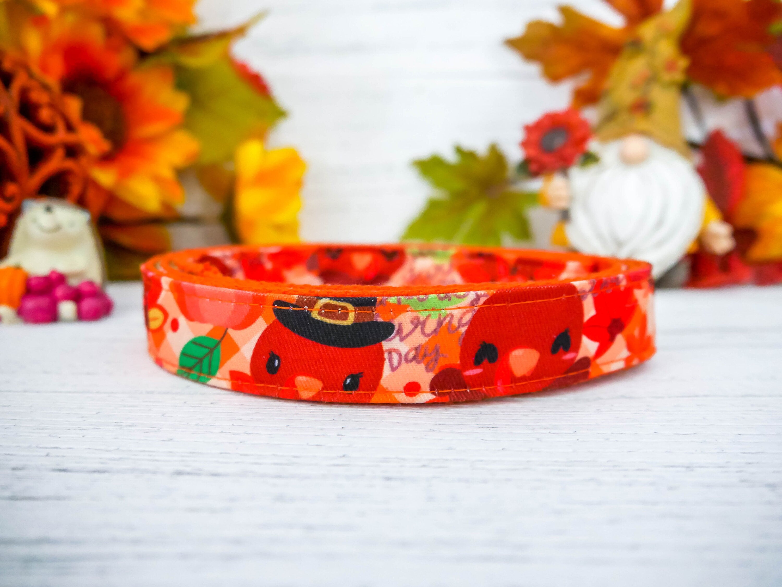 Thanksgiving Dog Collar - Turkey & Plaid Pattern Pet Collar for Small Medium Large Dogs - Perfect for Holiday Photos & Festive Outfits