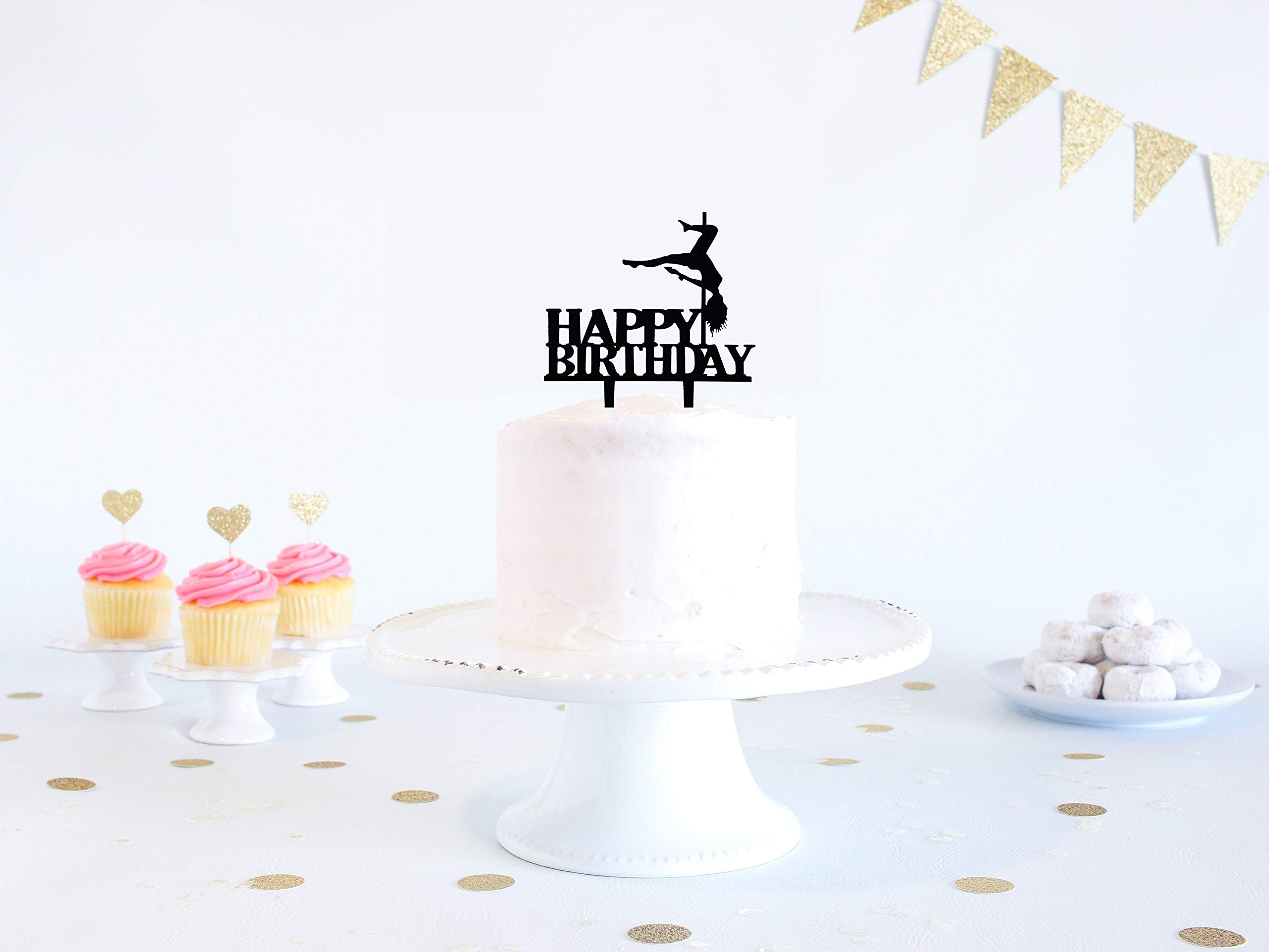 Black Acrylic Pole Dancer Cake Topper - Birthday Party Decoration for Sports Theme Cakes - Perfect for Bachelorette Parties, Dance Celebrations & Adult Birthday Cakes