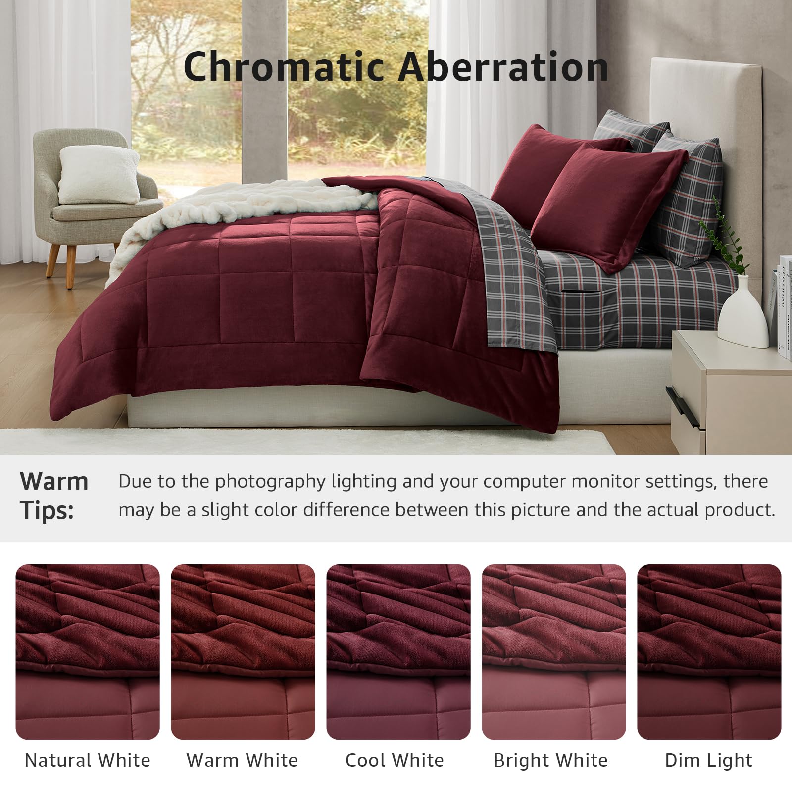 Luxury 7-Piece Queen Comforter Set - Burgundy Red Flannel Velvet Bedding with Comforter, Sheets & Pillowcases | Ultra Soft & Warm Winter Bedding Collection | Perfect for Master Bedroom, Guest Room & Cozy Winter Nights