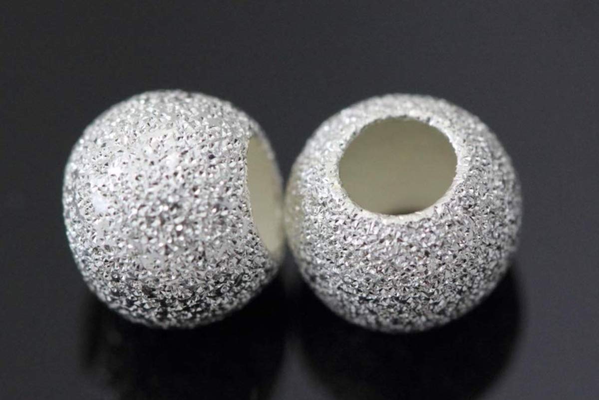 5pcs Adabele Genuine 925 Sterling Silver Hypoallergenic 8mm Stardust Round Loose Beads with 3.5mm Large Hole - Perfect for DIY Jewelry Making, Bracelets, Necklaces & Craft Projects (SS146)