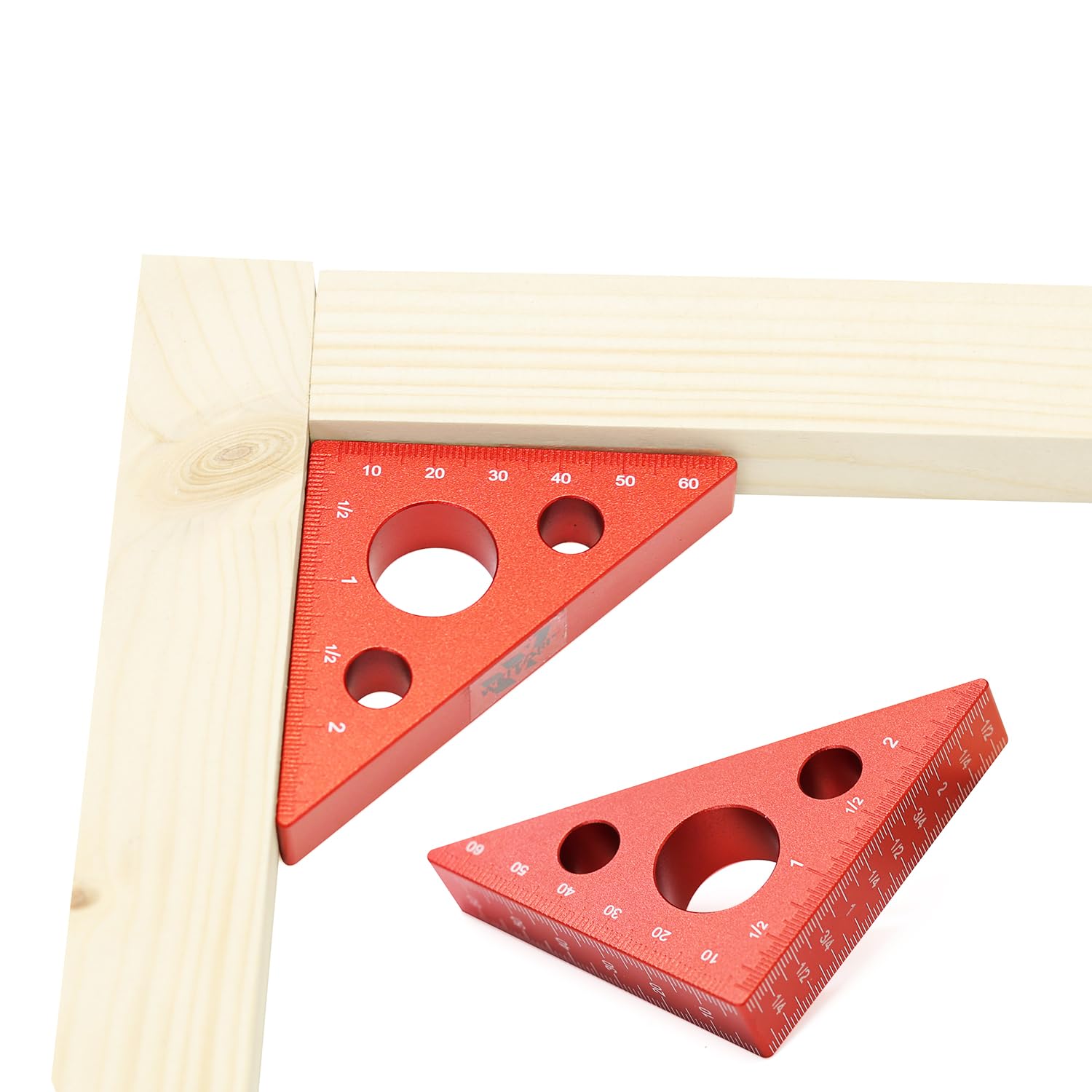 45 Degree Aluminum Alloy Triangle Ruler - 65mm Woodworking Measuring Tool for DIY Projects, Height Gauge (Red) - Perfect for Carpentry, Engineering, and Craft Measurements