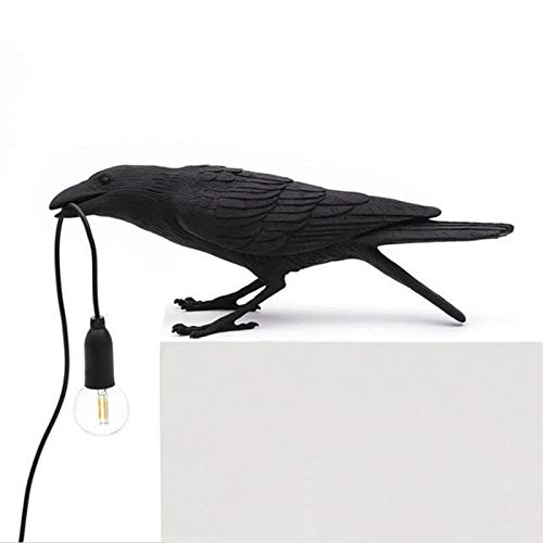 Luluckly Gothic Raven Table Lamp - Black Resin Crow Desk Light for Bedroom, Office & Study | Perfect for Halloween Decor, Gothic Home Decor & Dark Aesthetic Spaces