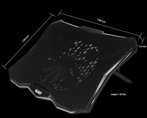 LETUSTO Laptop Cooling Pad with Quiet 17dBA Fan - Portable Laptop Cooler Stand for 15'' to 17'' Notebooks, Ergonomic Adjustable Height for Gaming, Office & Home Use