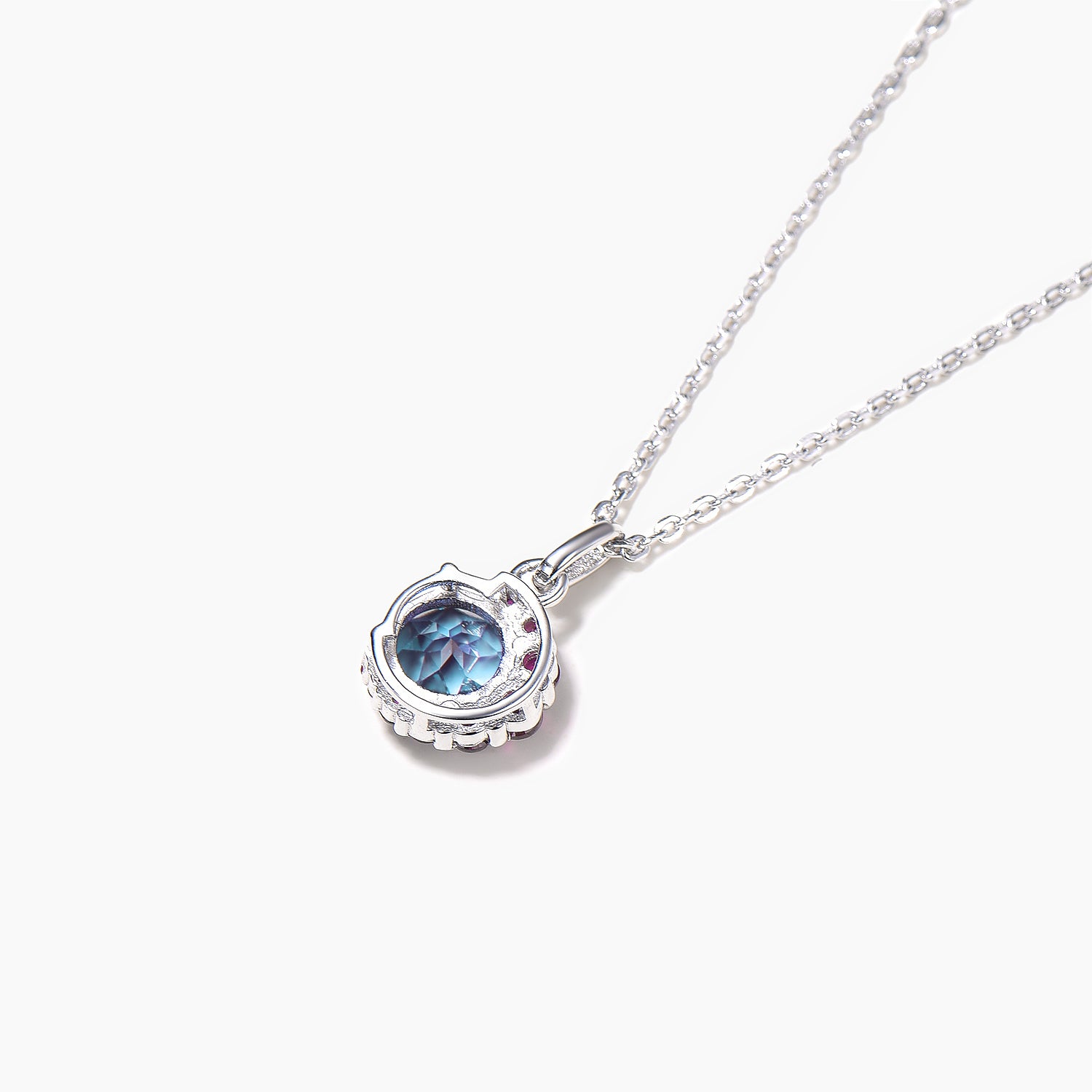 Round Cut Color Changing Alexandrite Pendant with Ruby Moon Necklace | Elegant Jewelry for Women | Perfect for Weddings, Anniversaries & Special Occasions